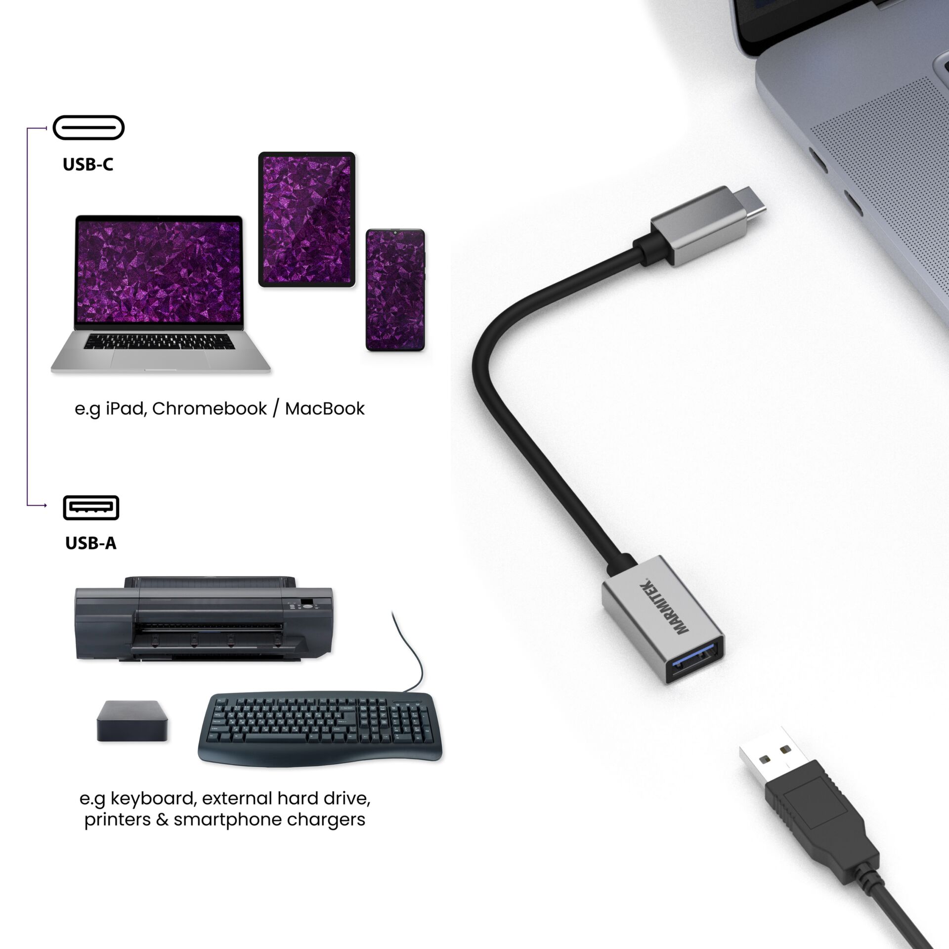Marmitek Connect USB-C to USB-A adatt.