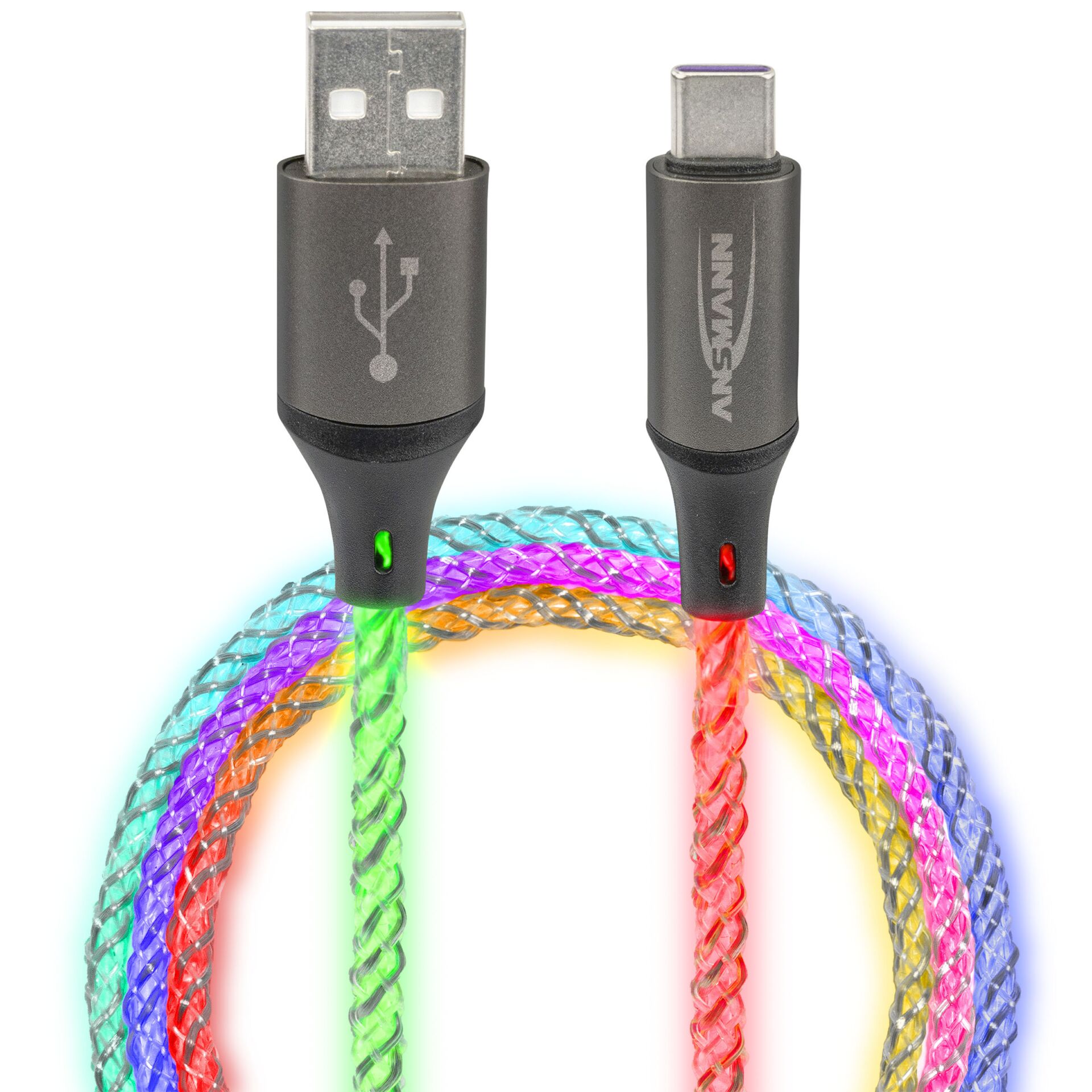 Ansmann USB-A / USB-C Kabel mit LED Beleuchtung 100cm  1700-