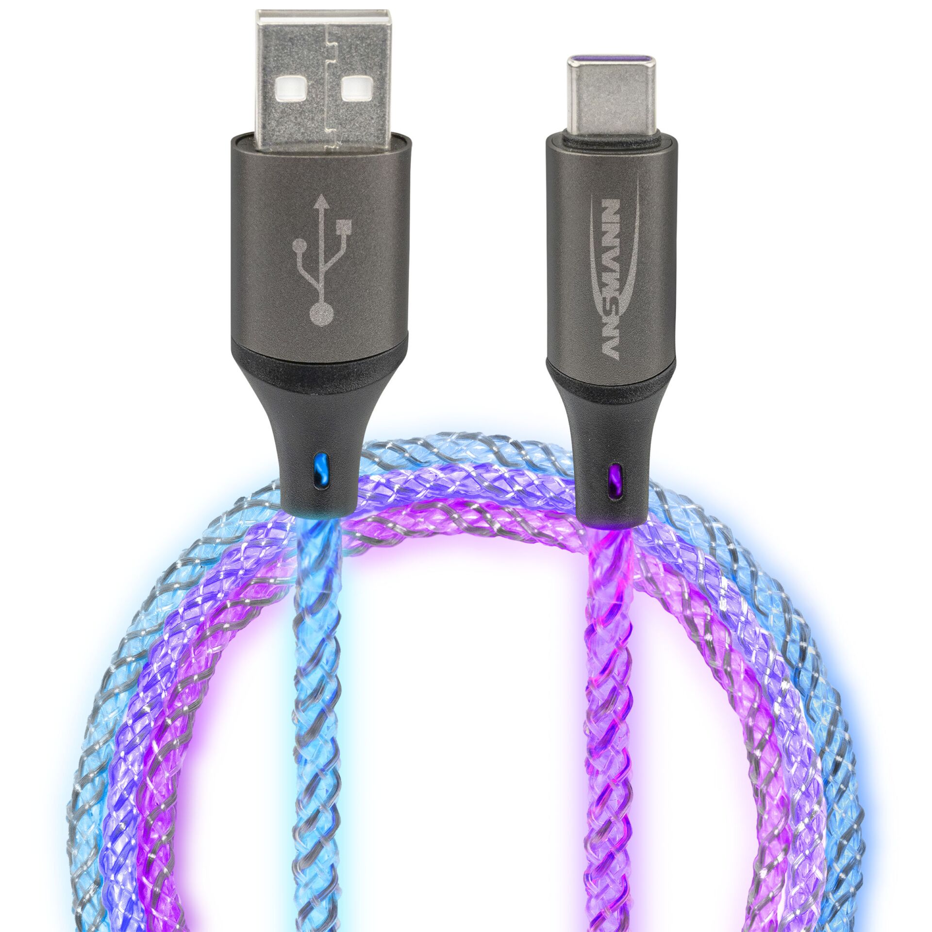 Ansmann USB-A / USB-C Kabel mit LED Beleuchtung 100cm  1700-