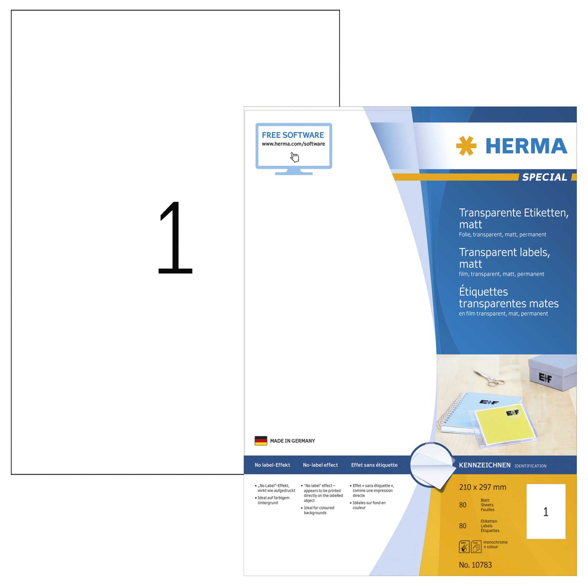 Herma transp. Etiketten  210X297 100 Blatt DIN A4 80 Stück