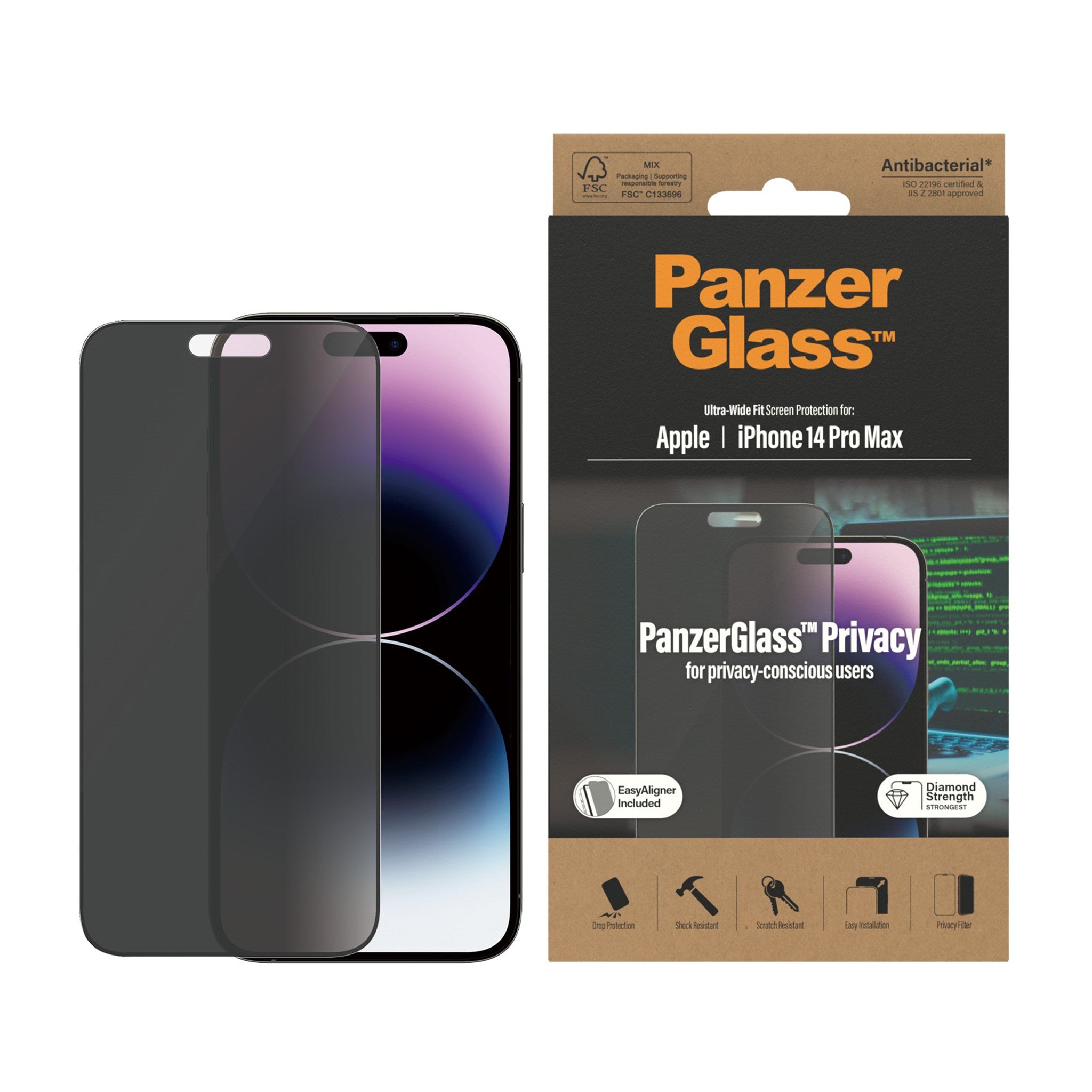 PanzerGlass Screen Prot. Privacy Classic Fit iPhone 14 Pro M