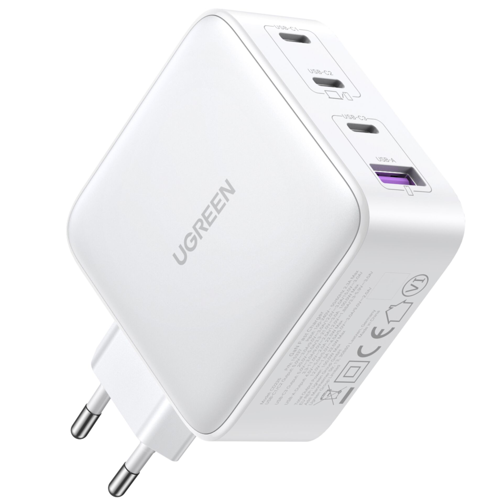 UGREEN USB-A+3xUSB-C 100W GaN Tech Fast Wall Charger EU bian