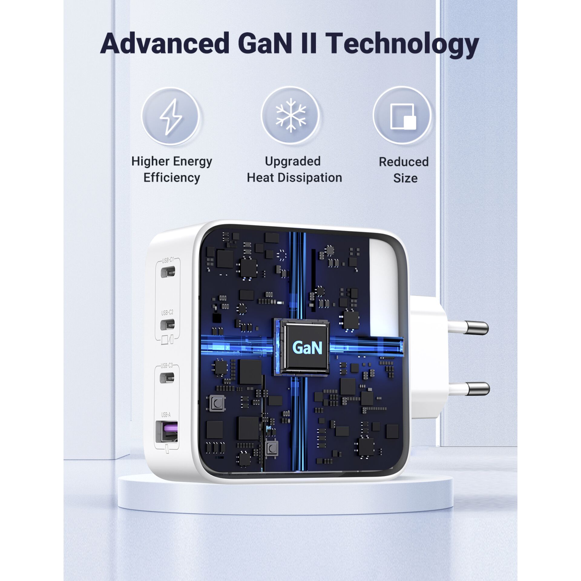 UGREEN USB-A+3xUSB-C 100W GaN Tech Fast Wall Charger EU bian