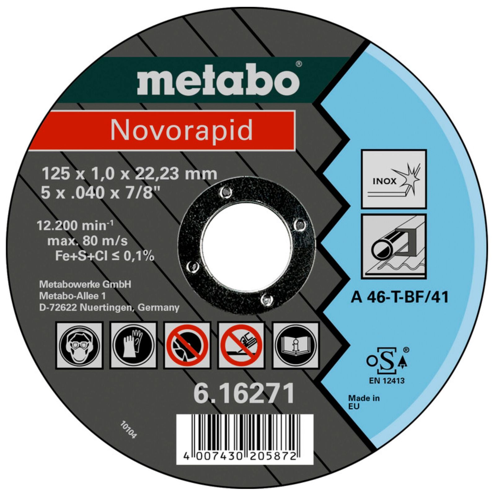 Metabo Novorapid 125x1,0x22,23 Inox