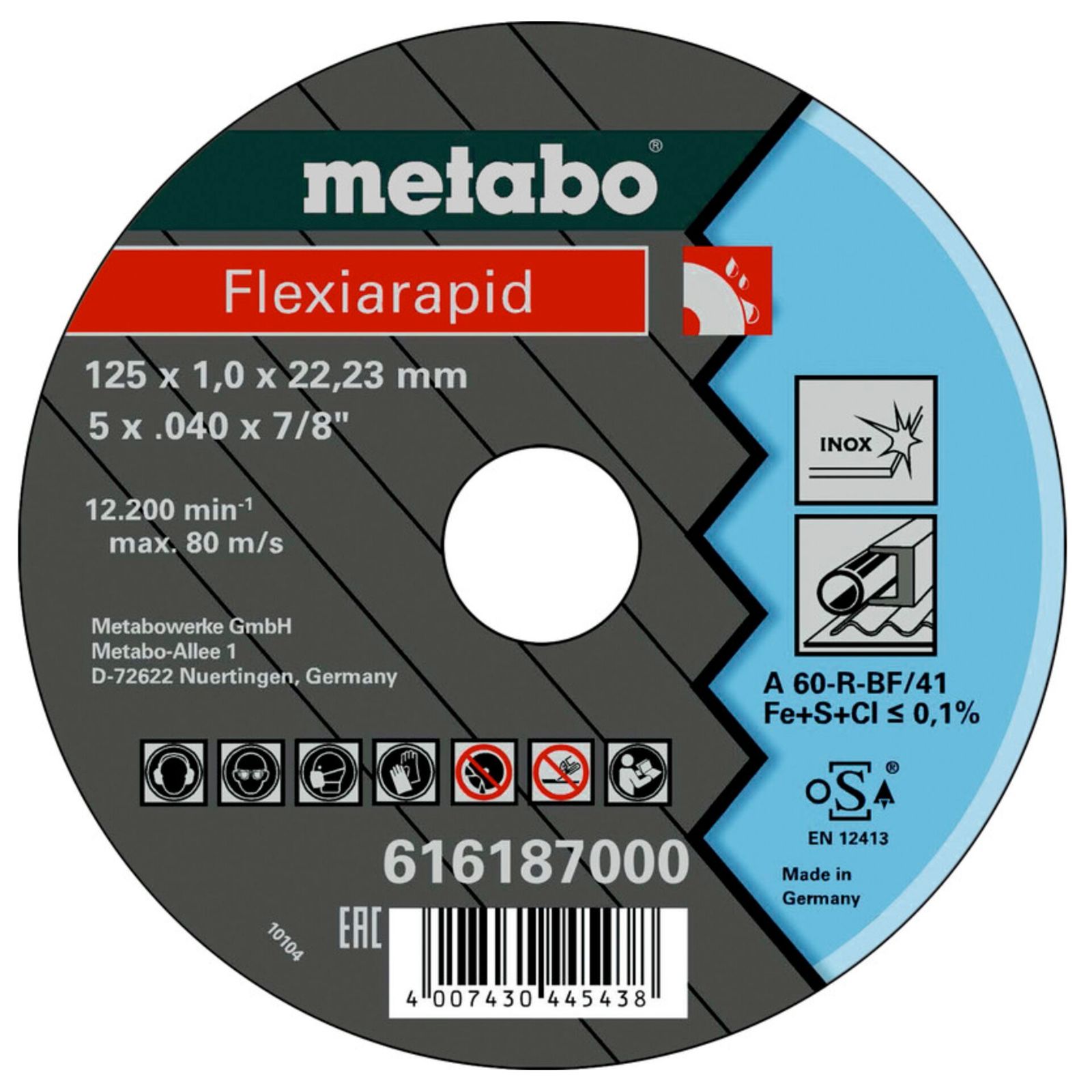 Metabo Flexiarapid 125x1,0x22,2 Inox