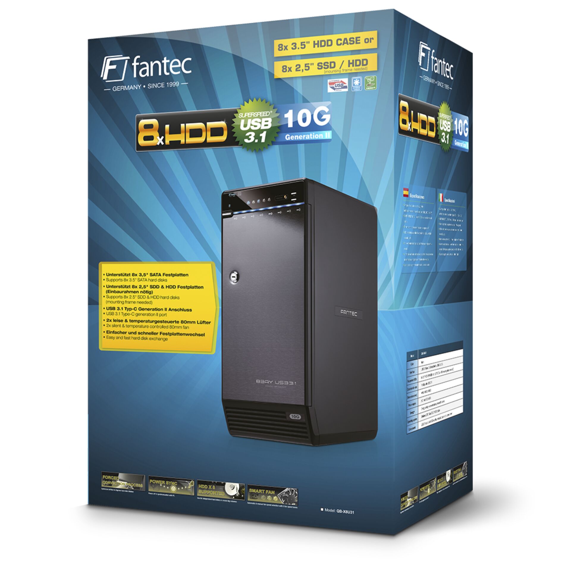 Fantec QB-X8U31 8x 3,5  SATA HDD USB 3.1
