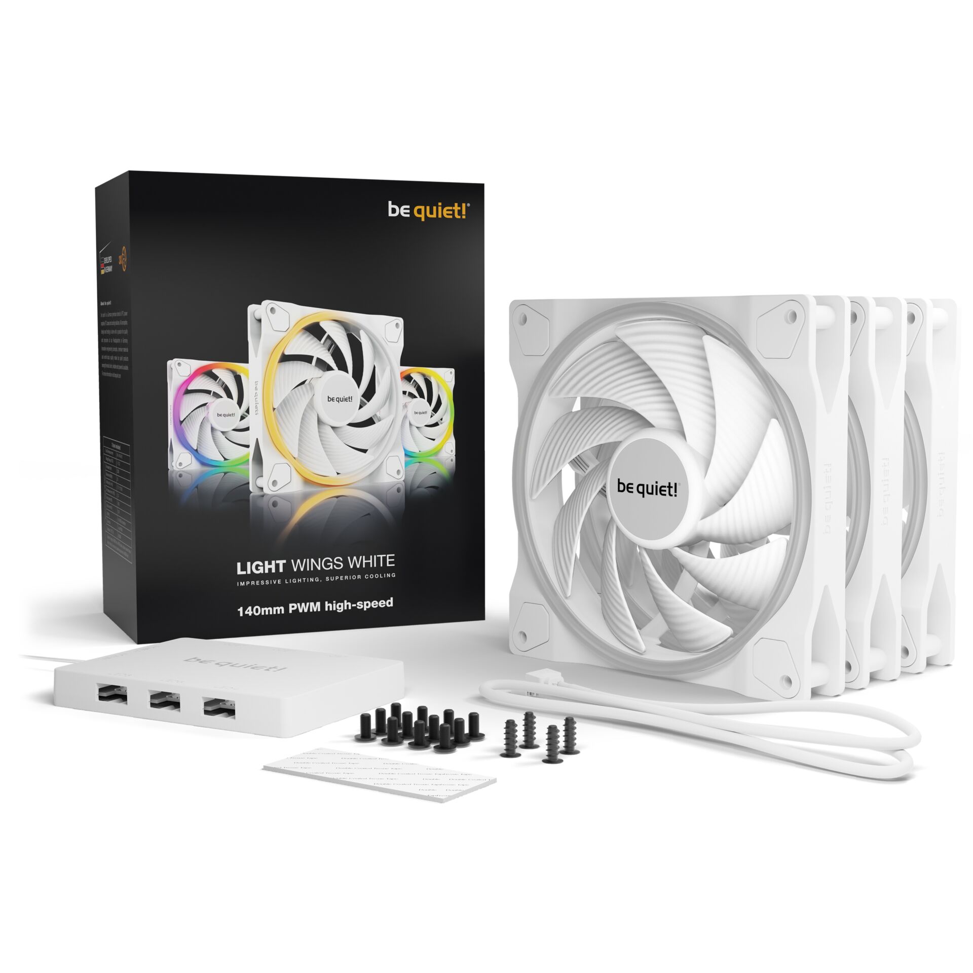 be quiet Light Wings bianco 140mm PWM high-speed Triple-Pack