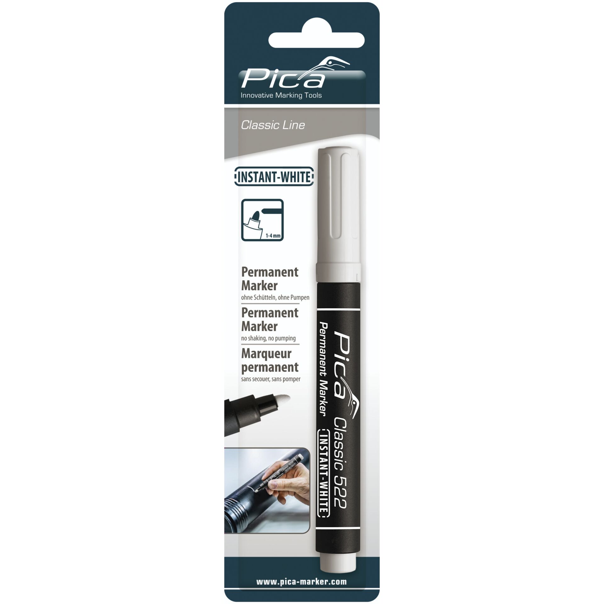 Pica Permanentmarker INSTANT white, Rundsp 1-4mm / SB