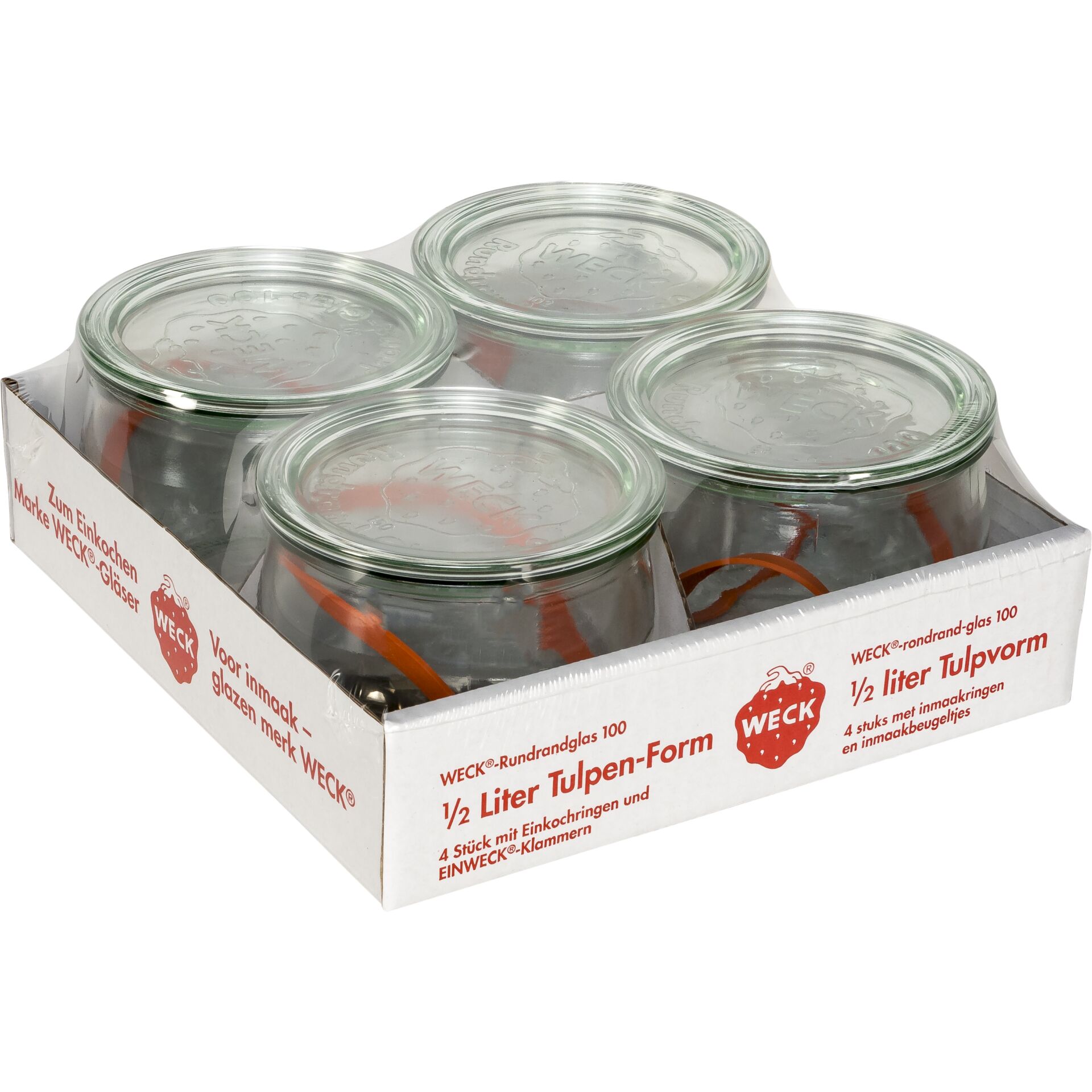 WECK Round Rim Jar Tulip 0,5l Set of 4