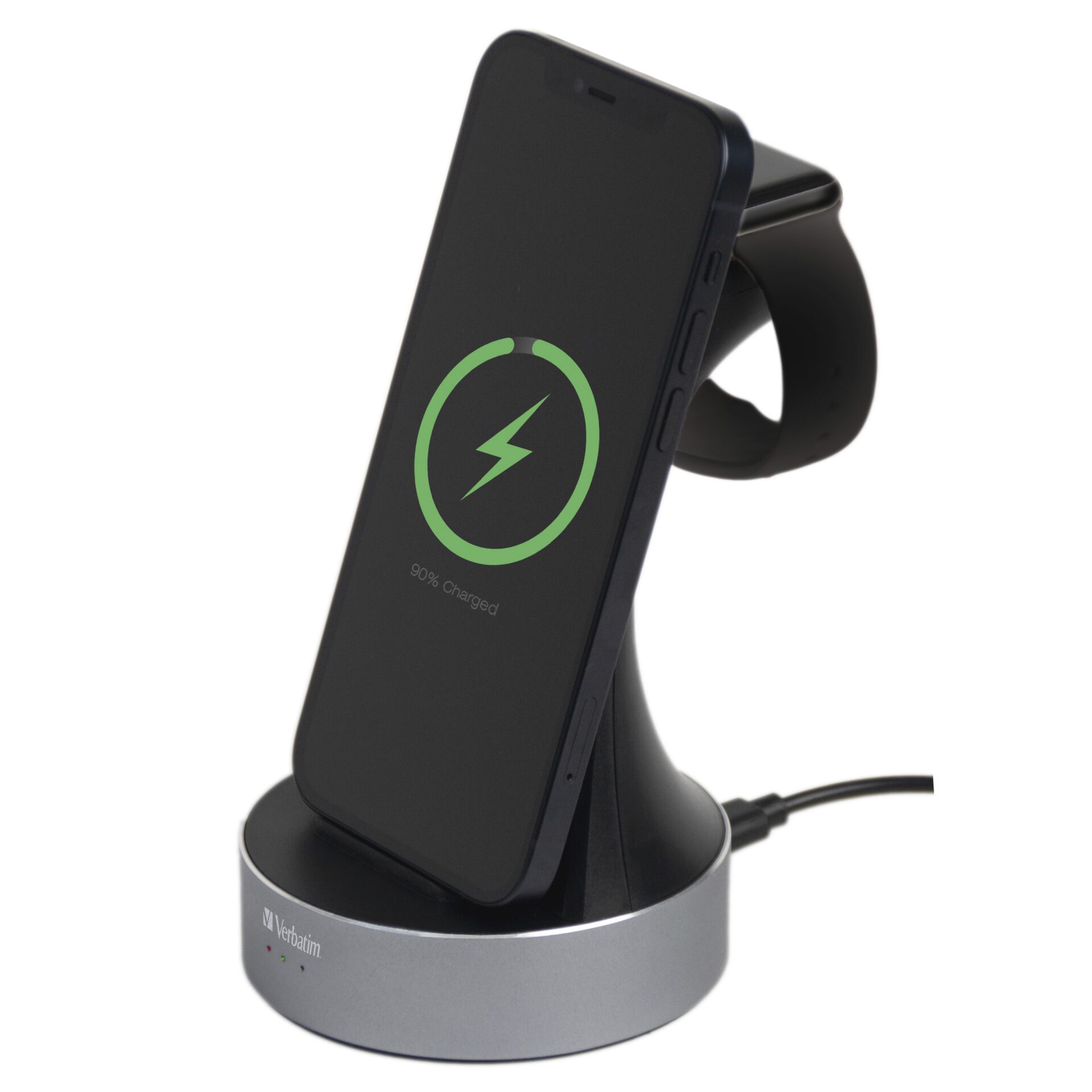 Verbatim WCS-02 Aluminium 3-in-1 Qi Wireless+Apple Watch Cha