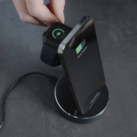Verbatim WCS-02 Aluminium 3-in-1 Qi Wireless+Apple Watch Cha