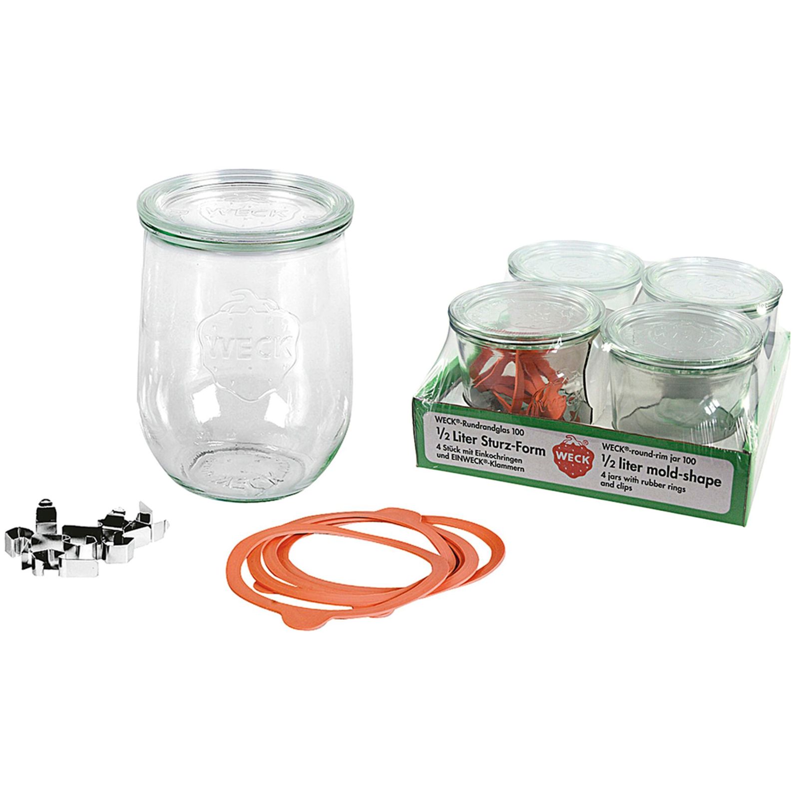 WECK vasetto bordo rotondo forma tulipano 1,0l conf. da 4 pz