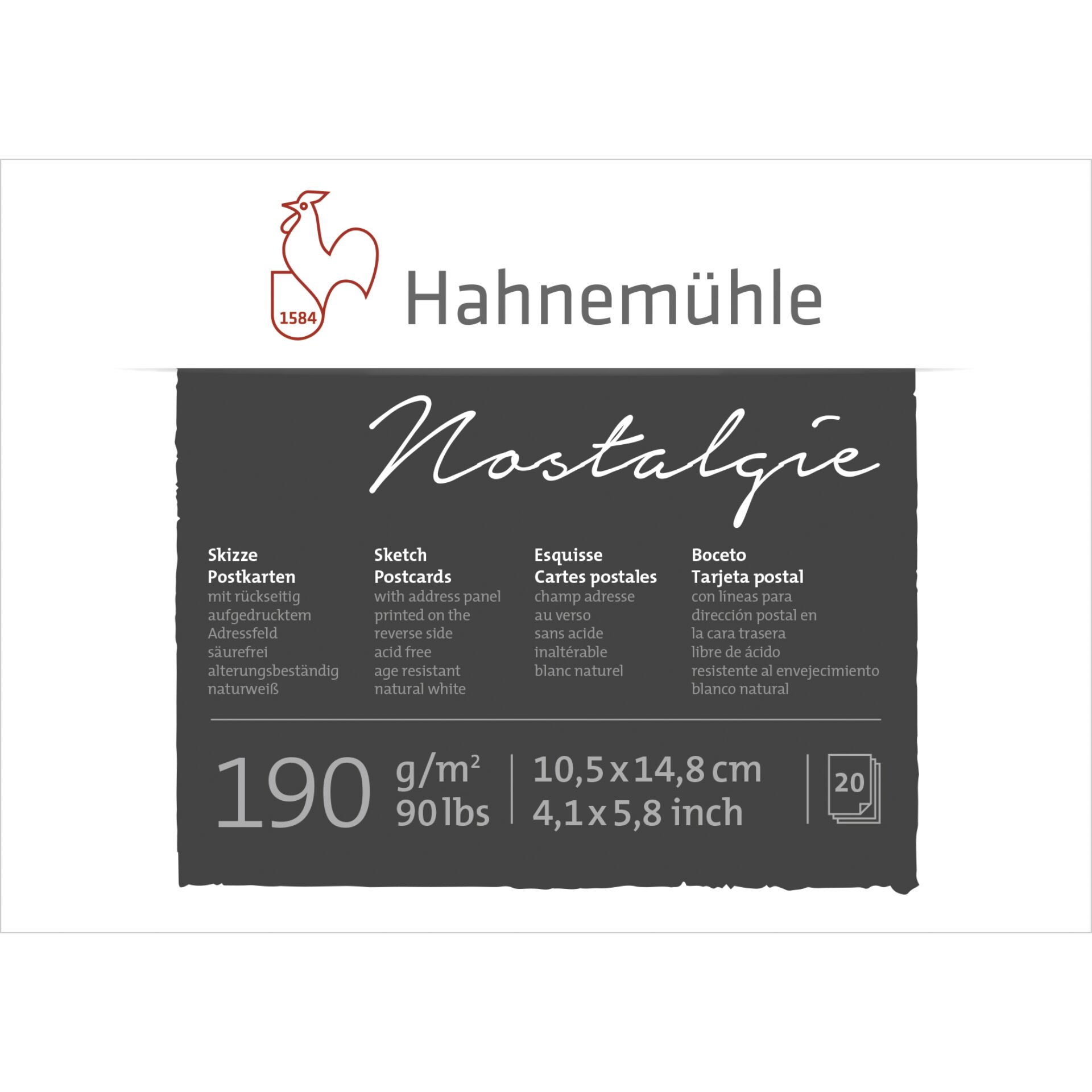 Hahnemühle quad. schizzi Nostalgie A 6 20 fogli 190 g