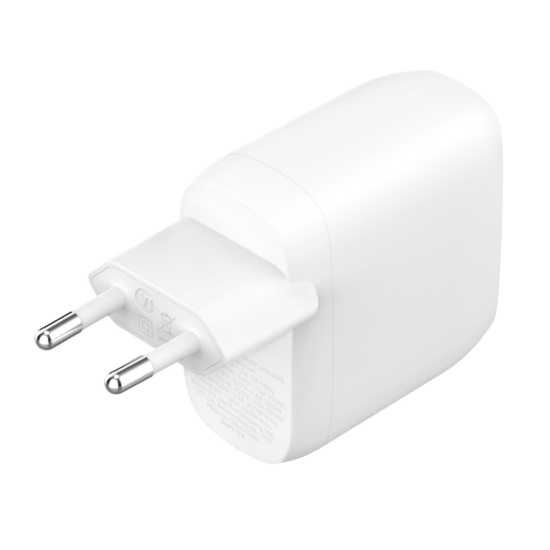 Belkin Netzladegerät 2xUSB-C 60W PD 3.1 weiß           WCB01