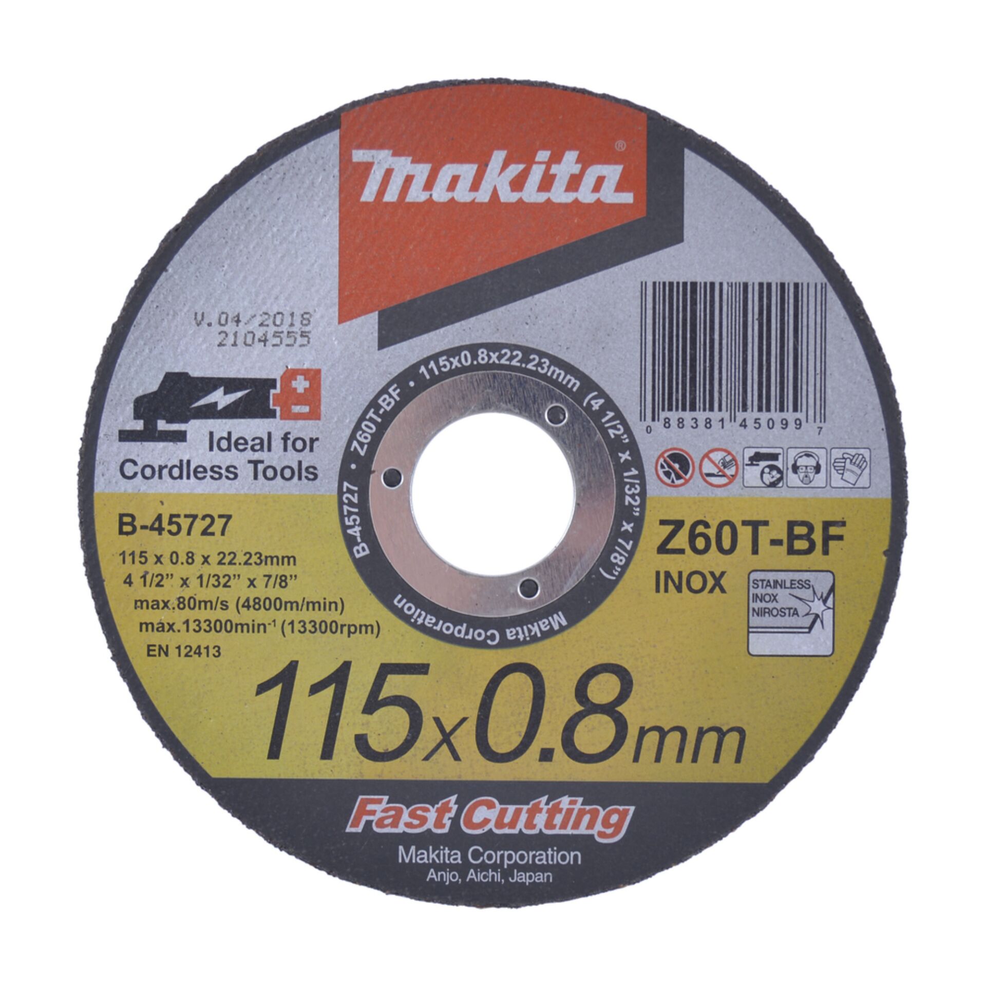 Makita B-45727 disco da taglio 115x0,8mm INOX