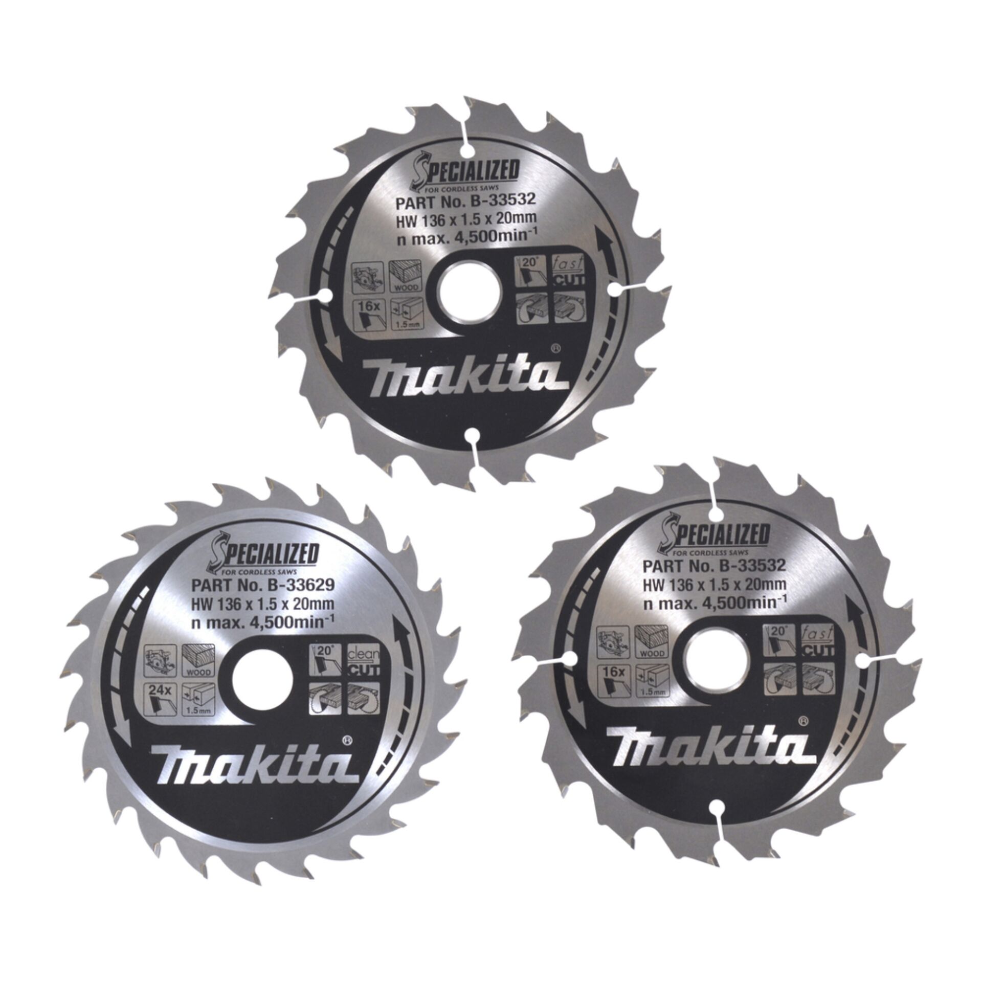 Makita B-33897 set lame 136x20x16Z+24Z