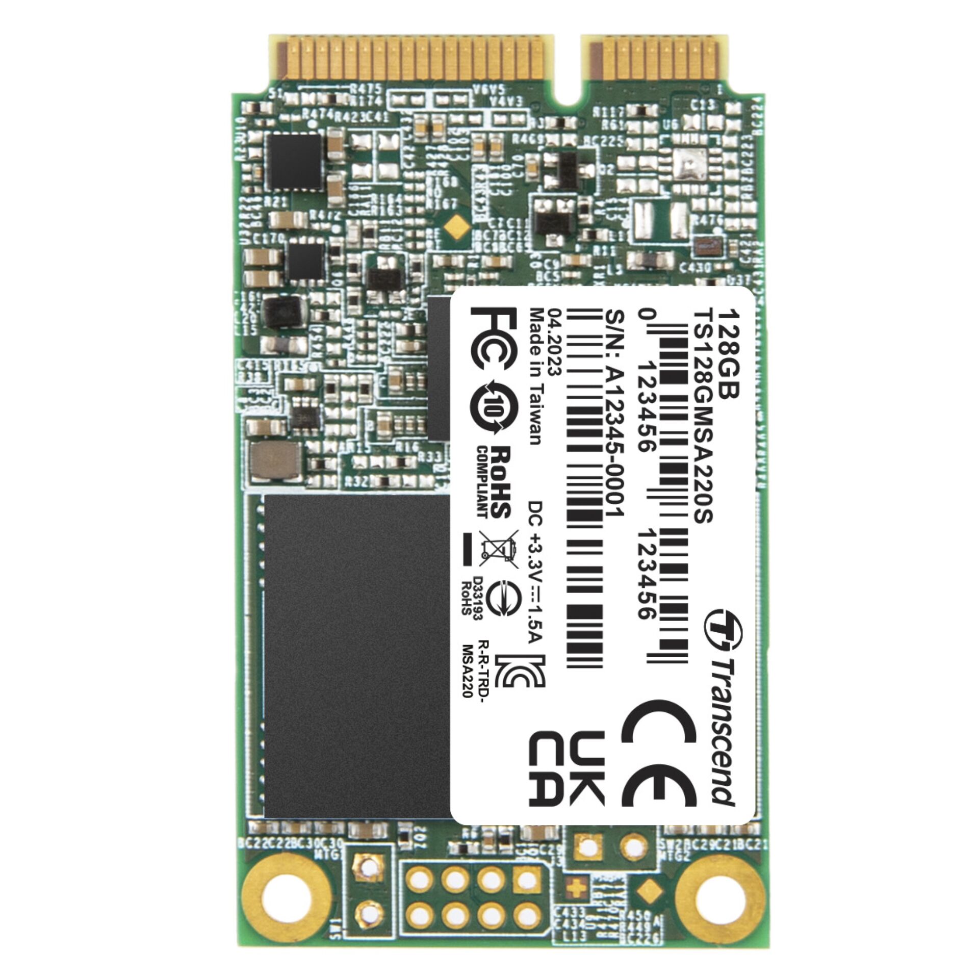 Transcend SSD MSA220S      128GB mSATA SATA III 3D TLC
