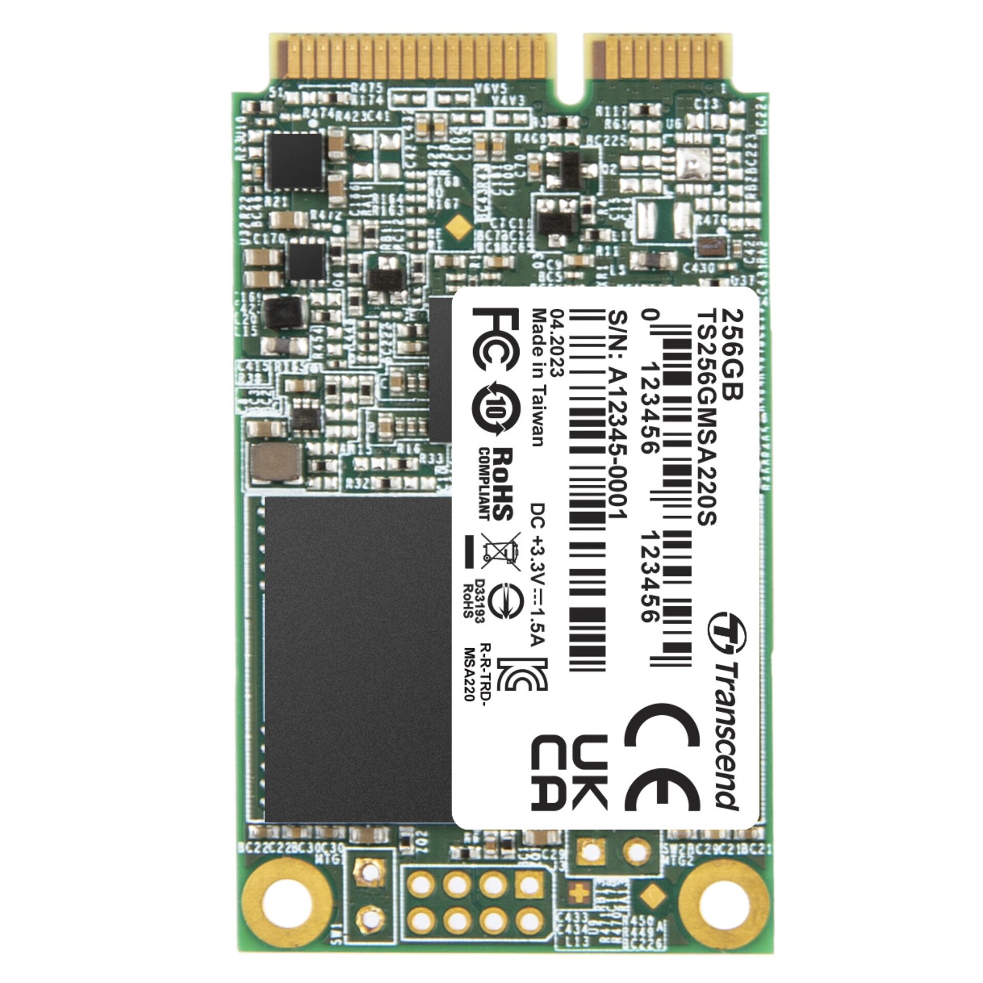 Transcend SSD MSA220S      256GB mSATA SATA III 3D TLC