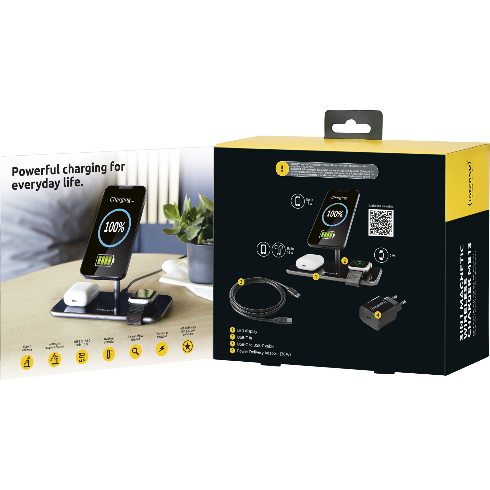 Intenso 3in1 Magnetic Wireless caricabatt. MB13 nero