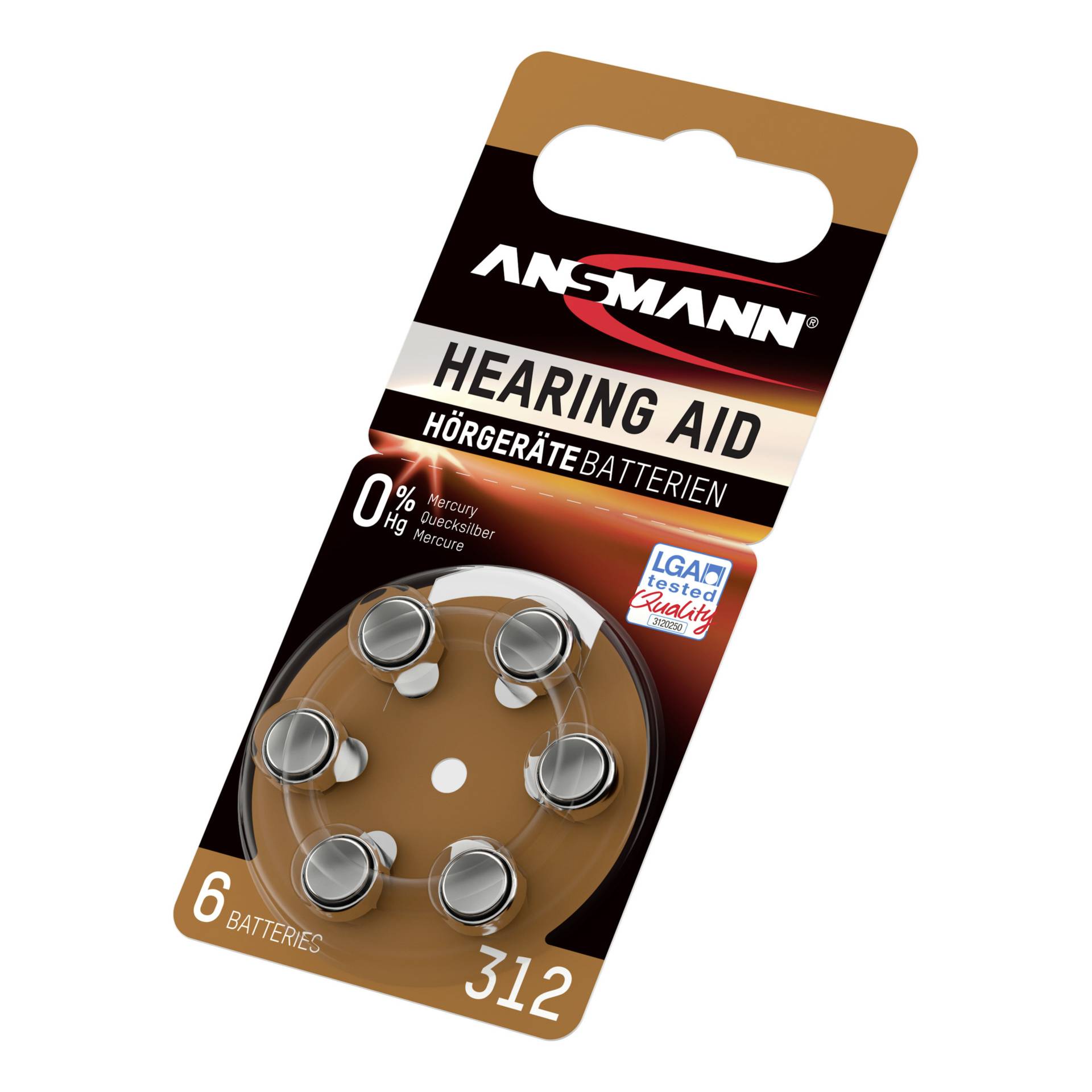 1x6 Ansmann Zinc-Air 312 (PR 41) batterie per apparecchi acu