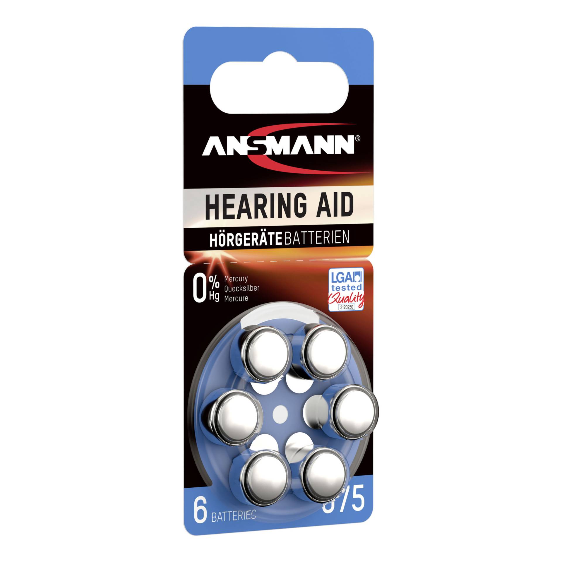 1x6 Ansmann Zinc-Air 675 (PR 44) batterie per apparecchi acu