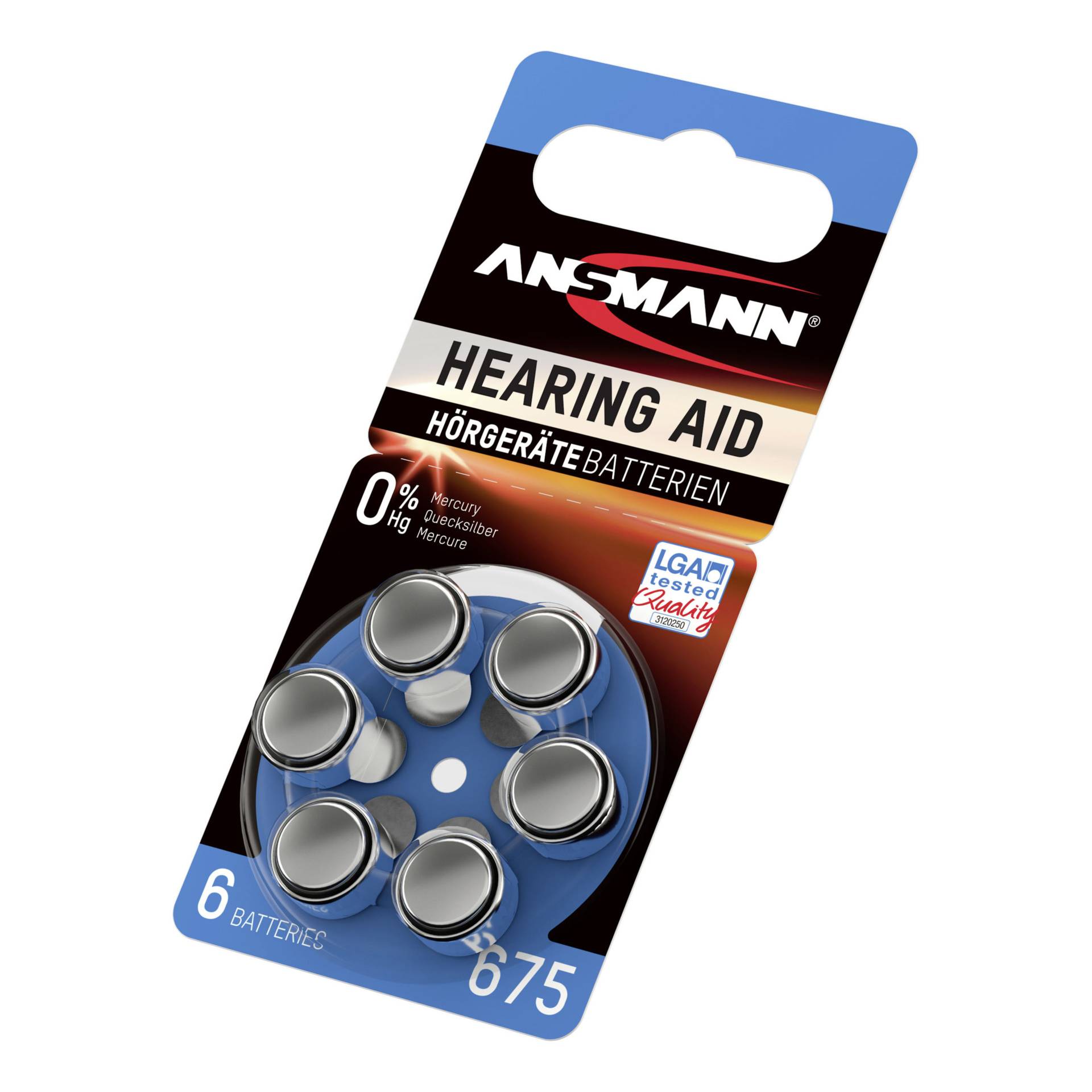 1x6 Ansmann Zinc-Air 675 (PR 44) batterie per apparecchi acu