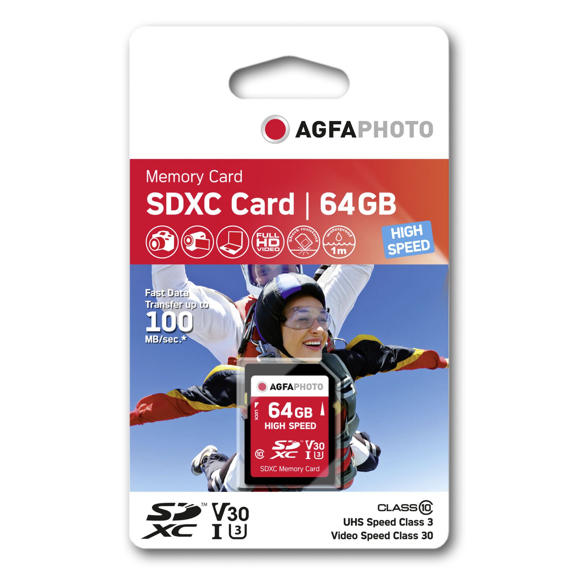 AgfaPhoto SDXC scheda 64GB High Speed Class 10 UHS I