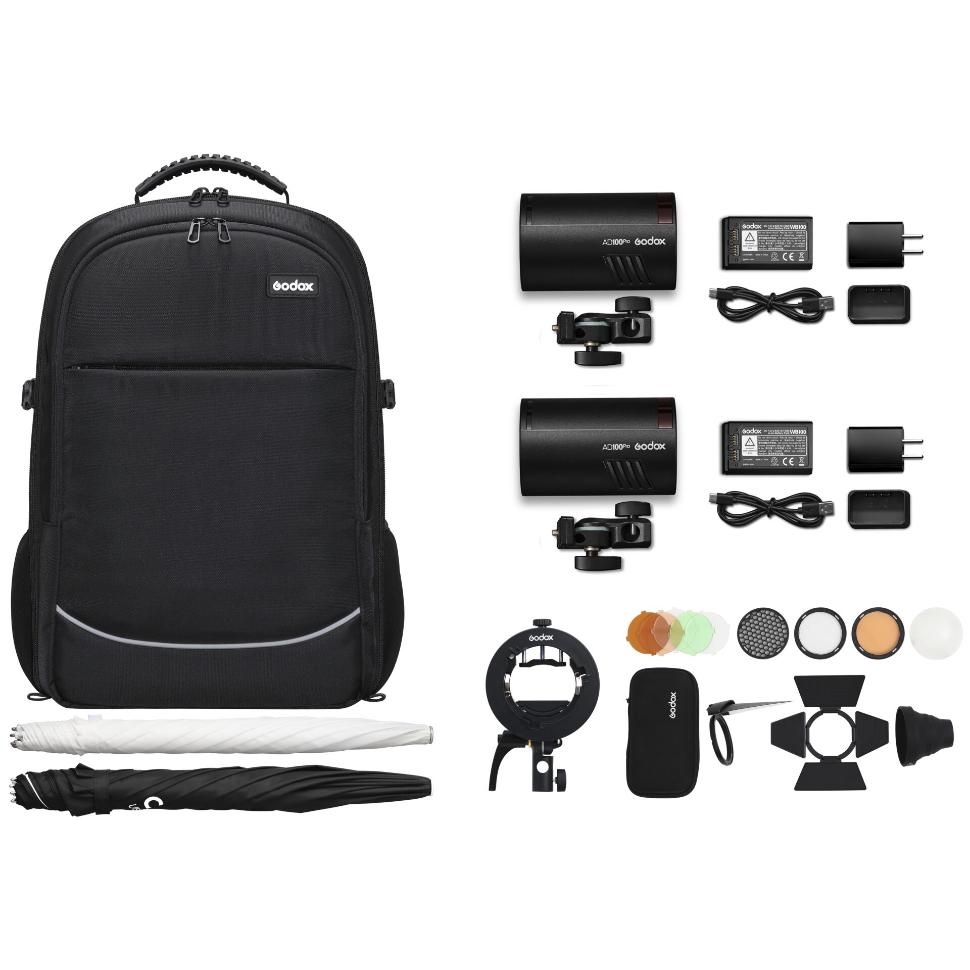 Godox AD100Pro - K2 Dual flash Backpack kit