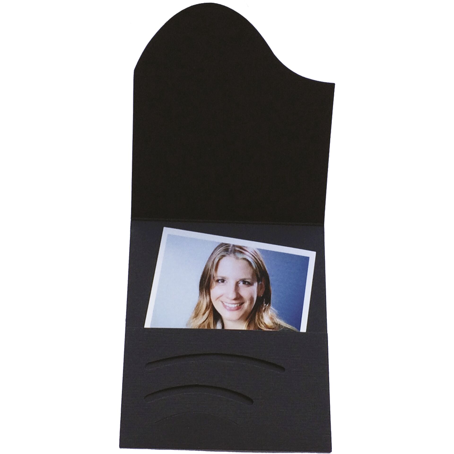 1x100 Daiber porta fototessera Wave nero cart. di lino 16020