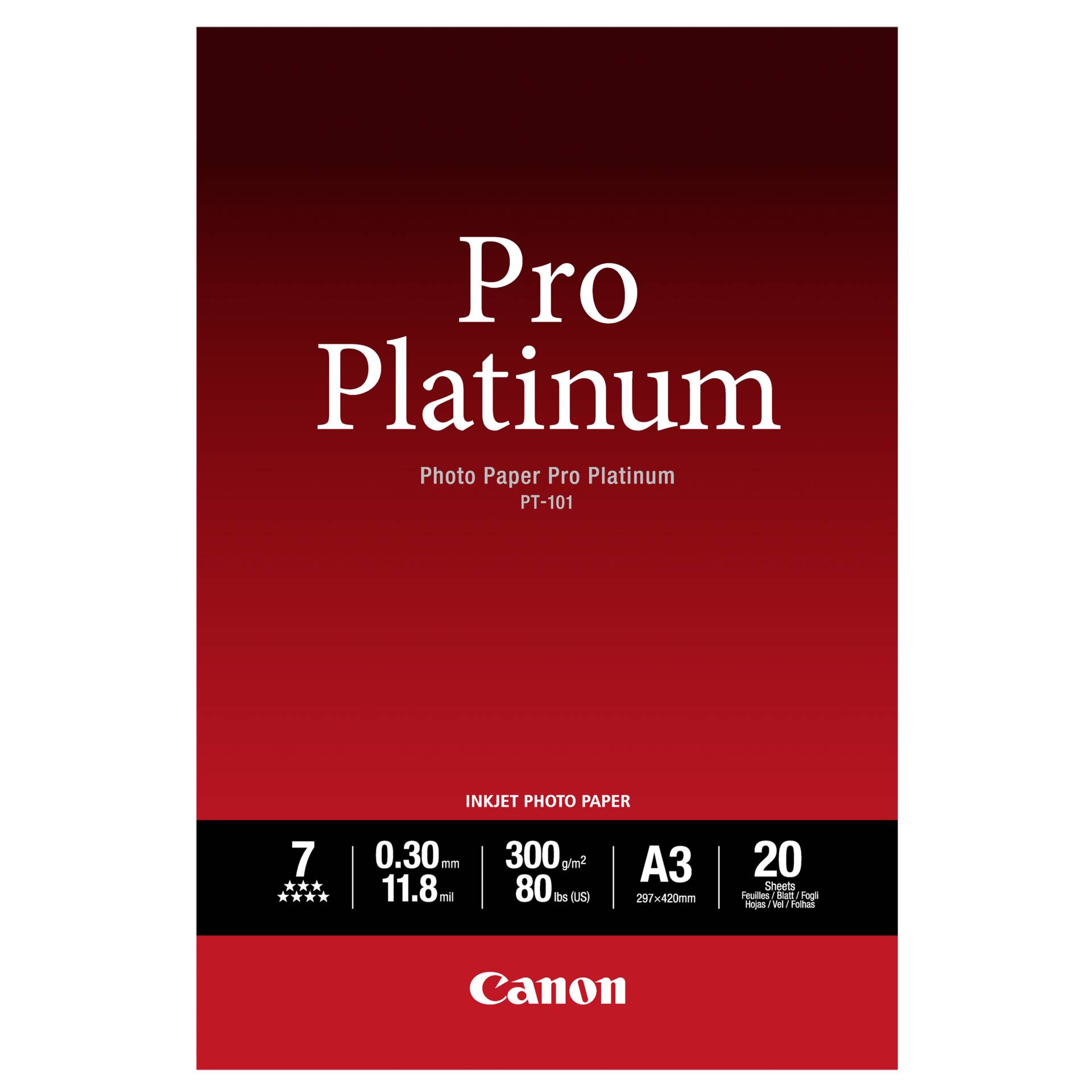 Canon PT-101 A 3, 20 fogli carta foto  Pro Platinum   300 g