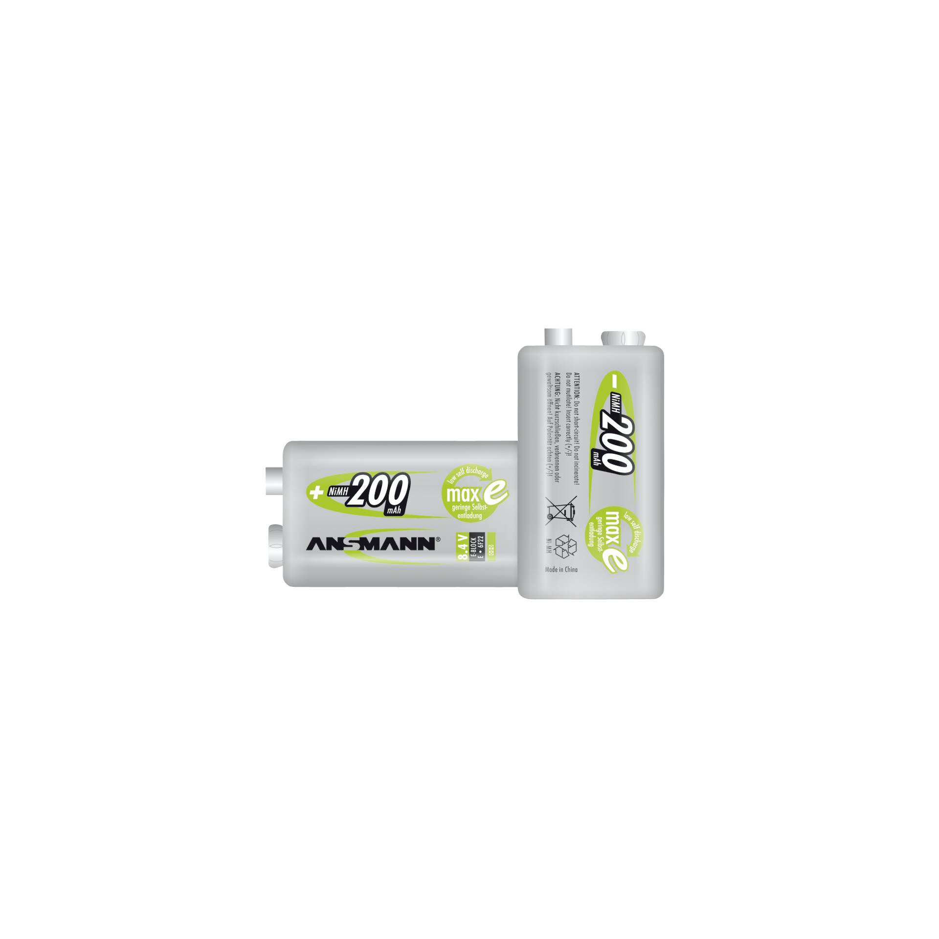 1 Ansmann maxE NiMH batteria 9V-Block 200 mAh         503534 2