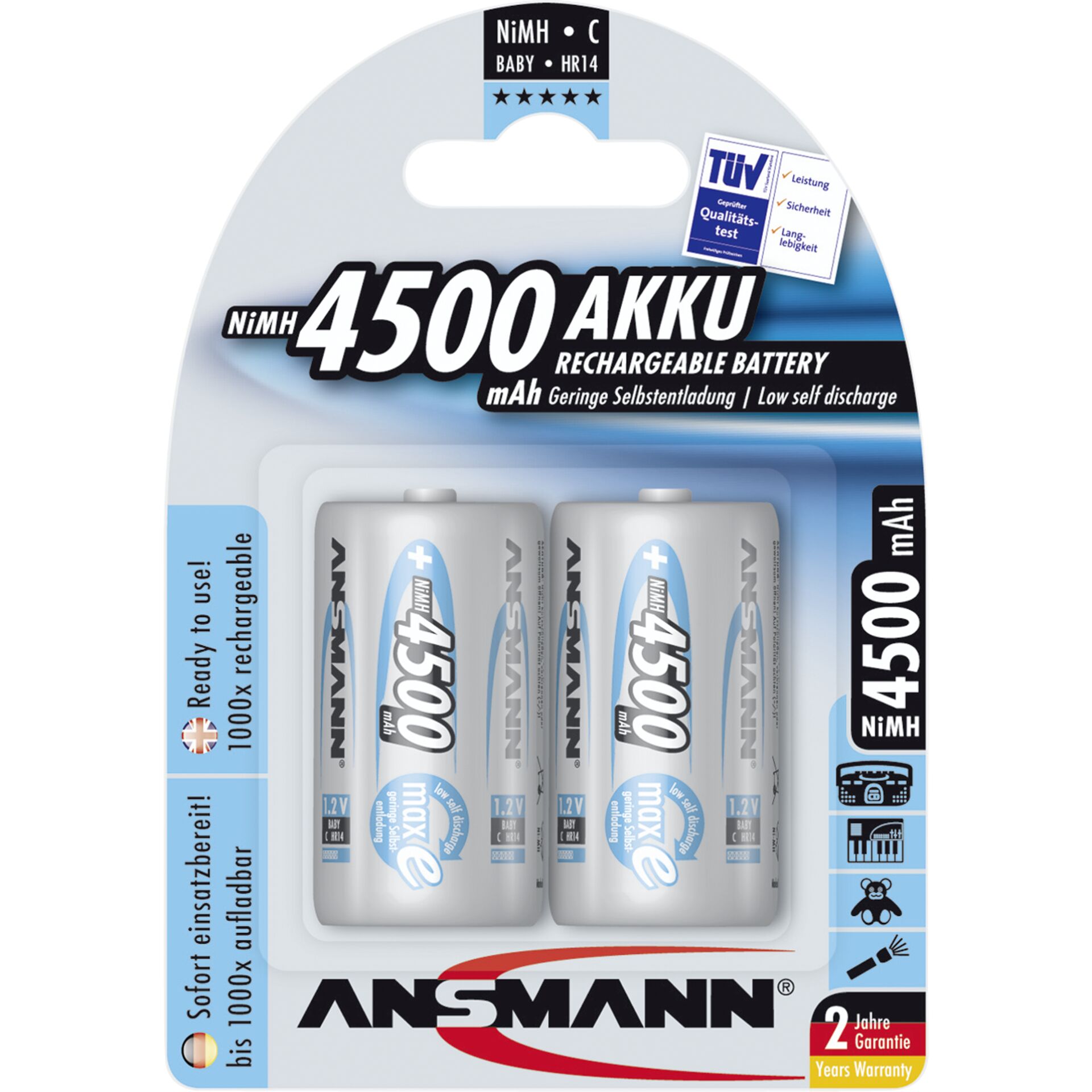1x2 Ansmann maxE NiMH batteria Baby C 4500 mAh          5035