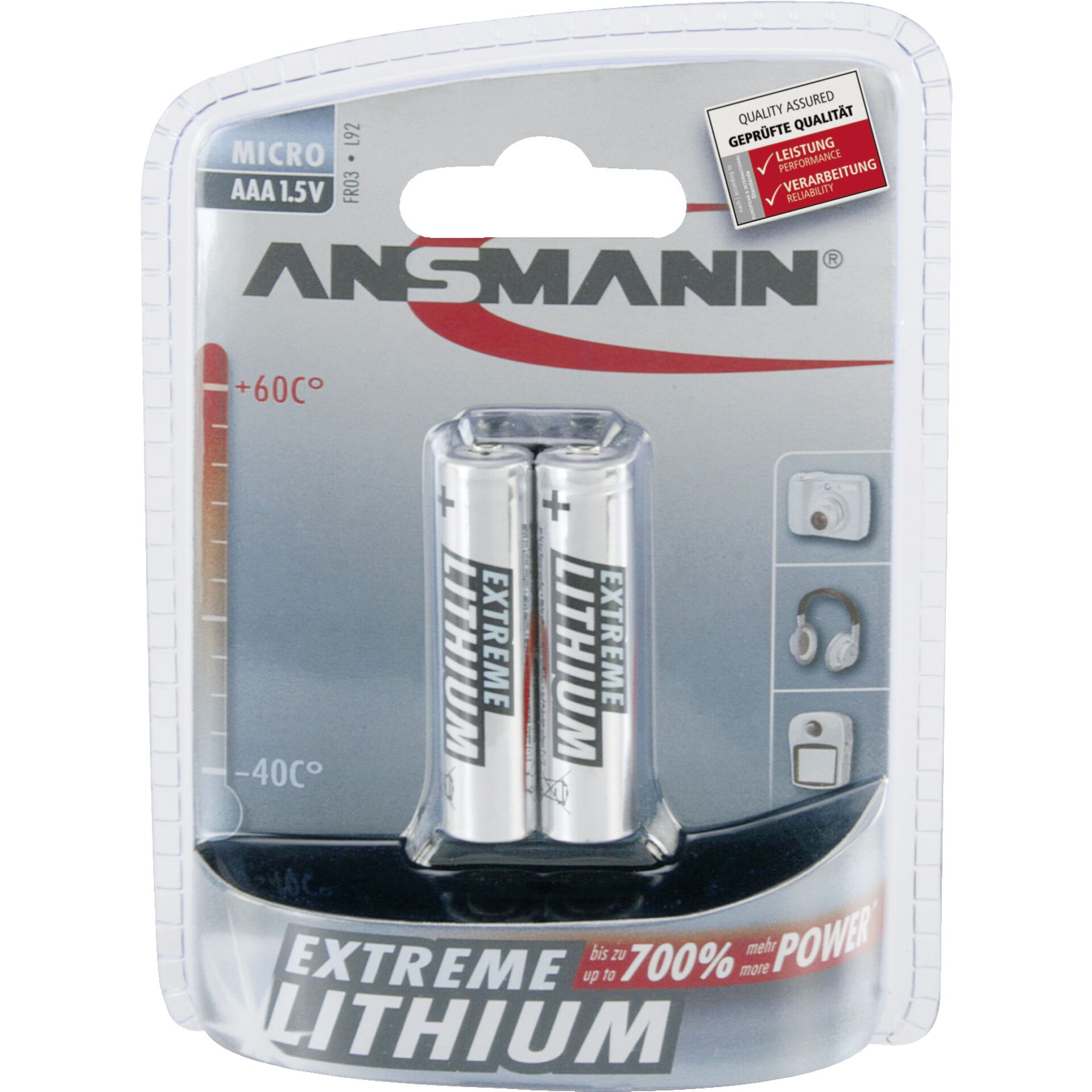 1x2 Ansmann Lithium Micro AAA LR 03 Extreme