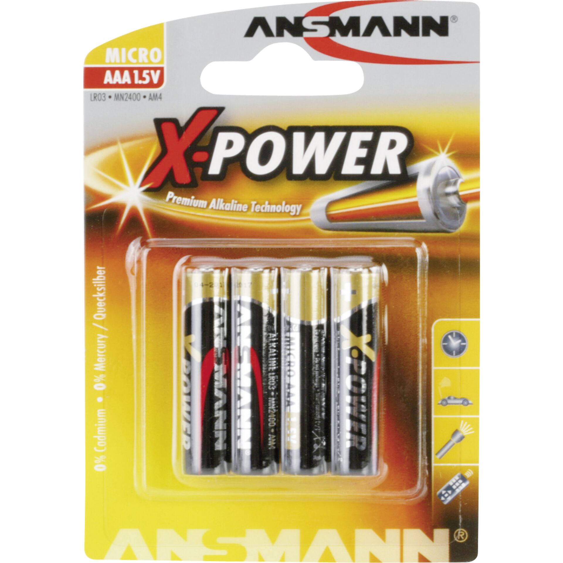 1x4 Ansmann Alkaline Micro AAA LR 03 X-Power