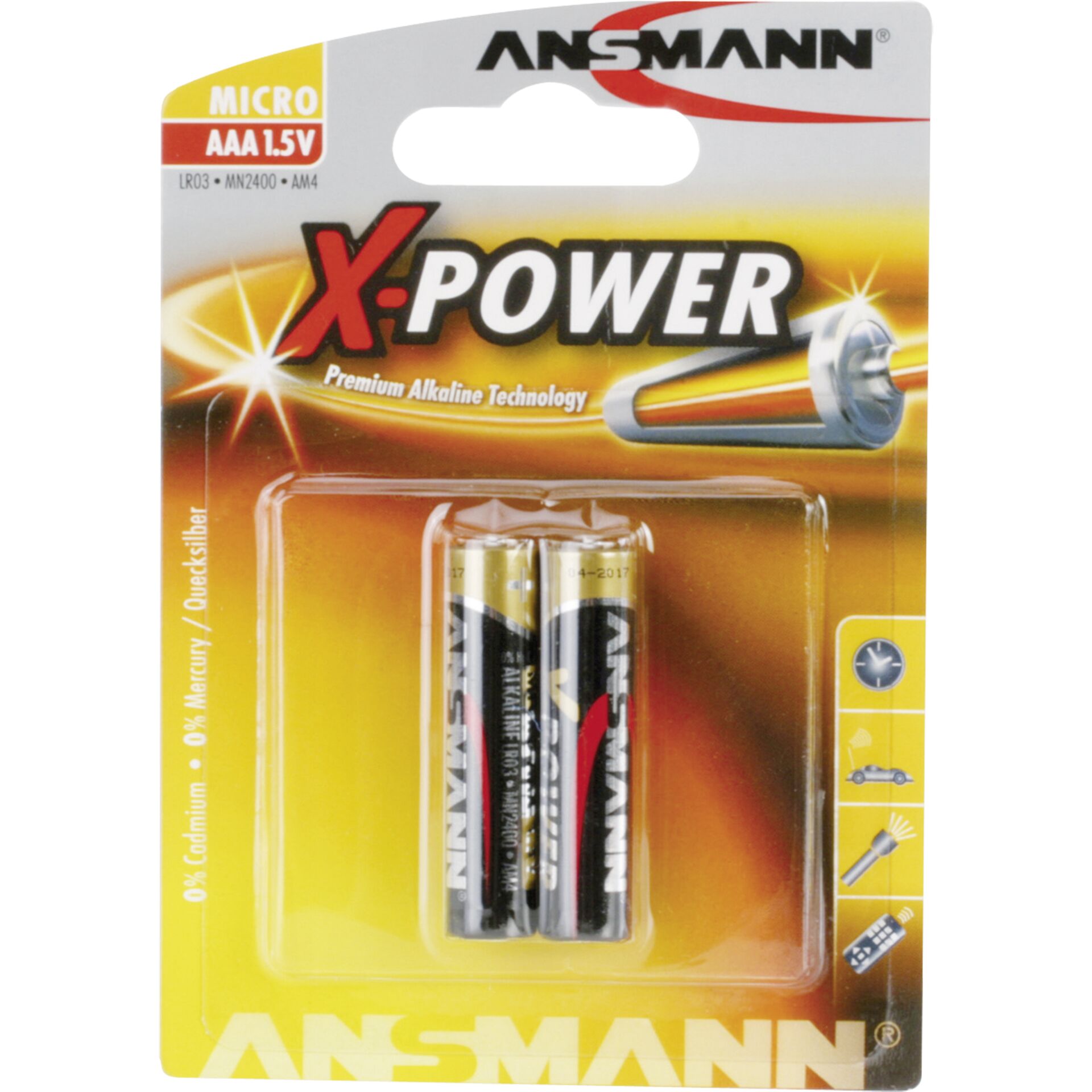 1x2 Ansmann Alkaline Micro AAA LR 03 X-Power