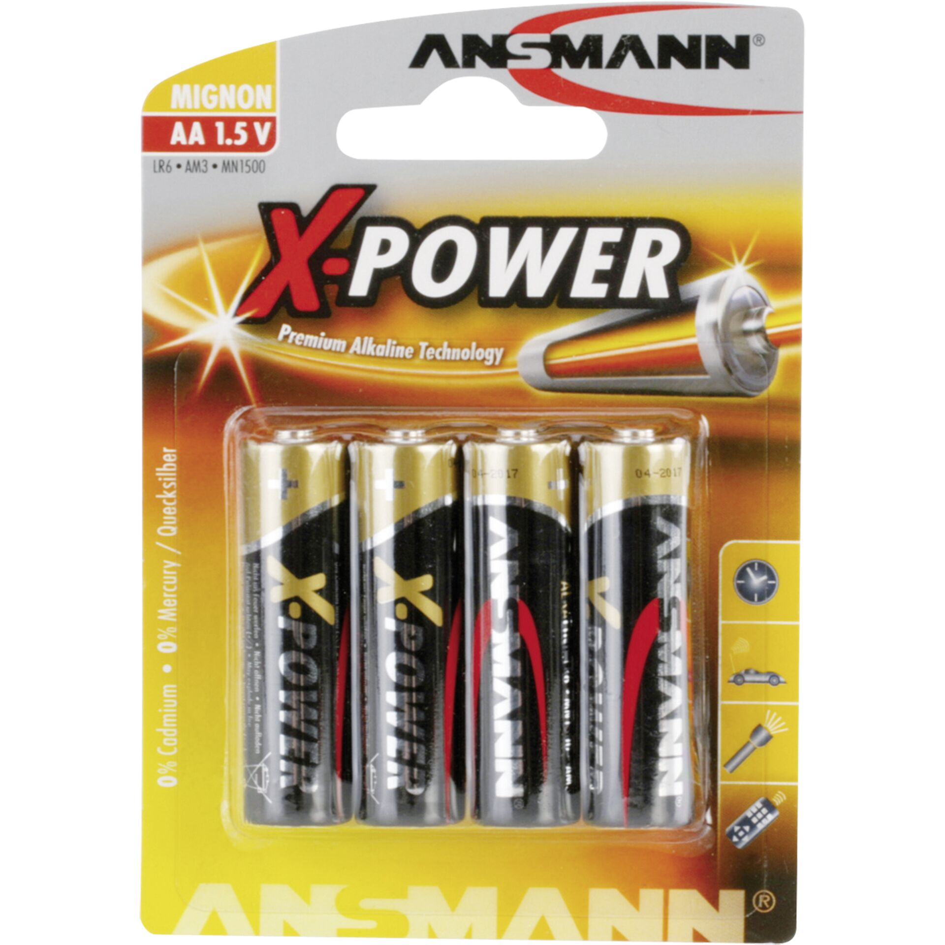 1x4 Ansmann Alkaline Mignon AA LR 6 X-Power