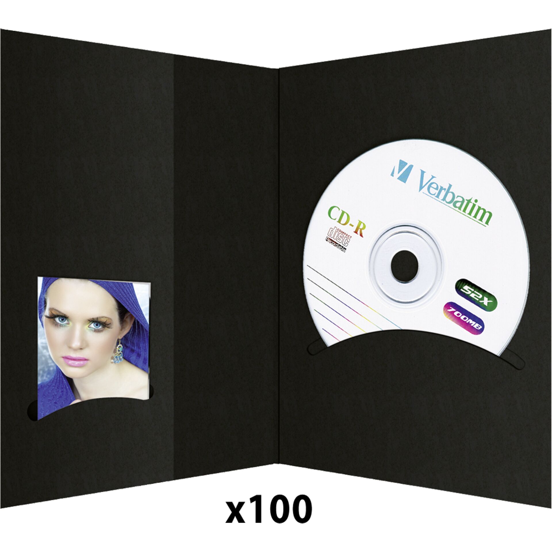 1x100 Daiber busta per foto con tasca per CD-rom fino 10x15