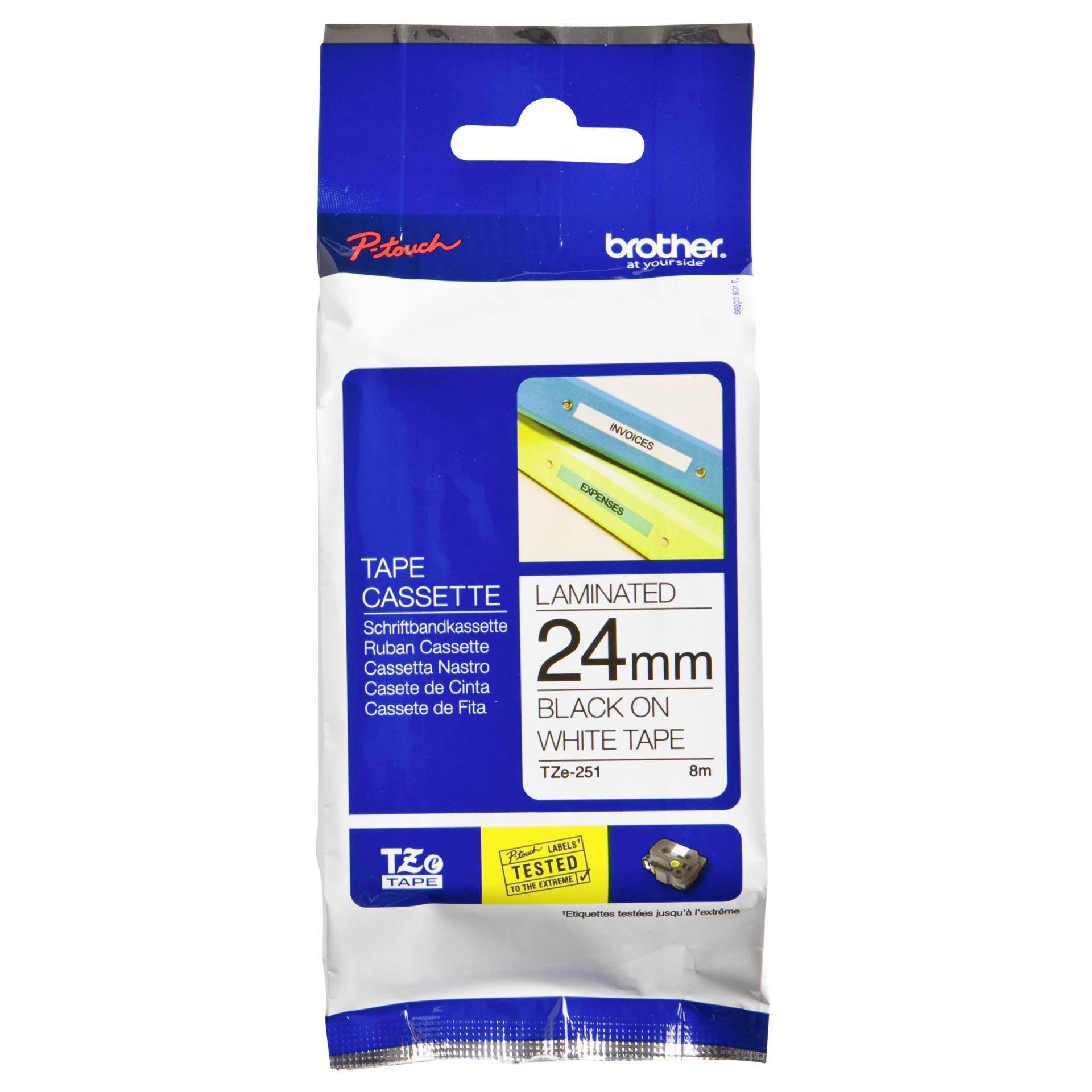 Brother Nastro per etichettatore TZE-251 bianco/nero  24 mm