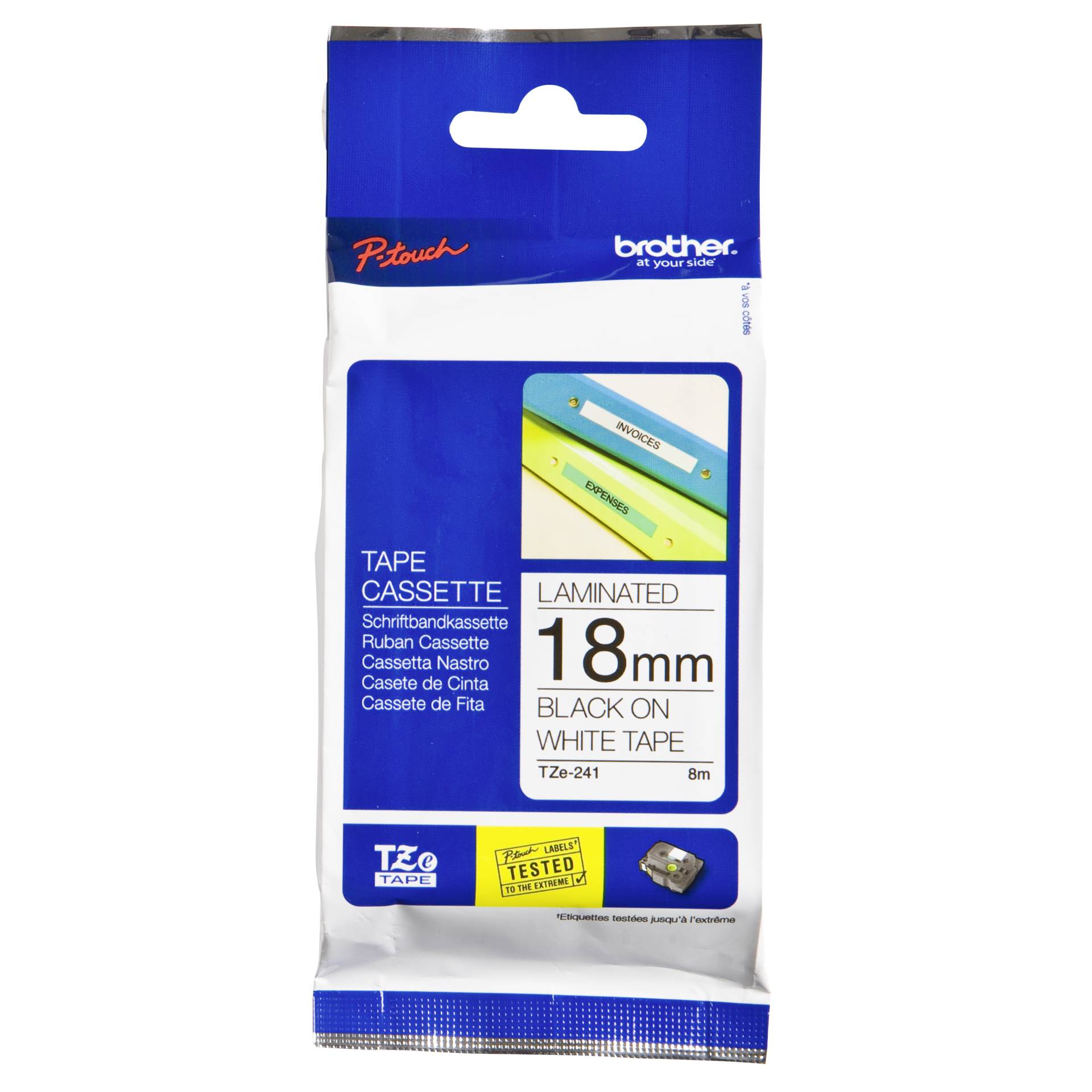 Brother Nastro per etichettatore TZE-241 bianco/nero  18 mm