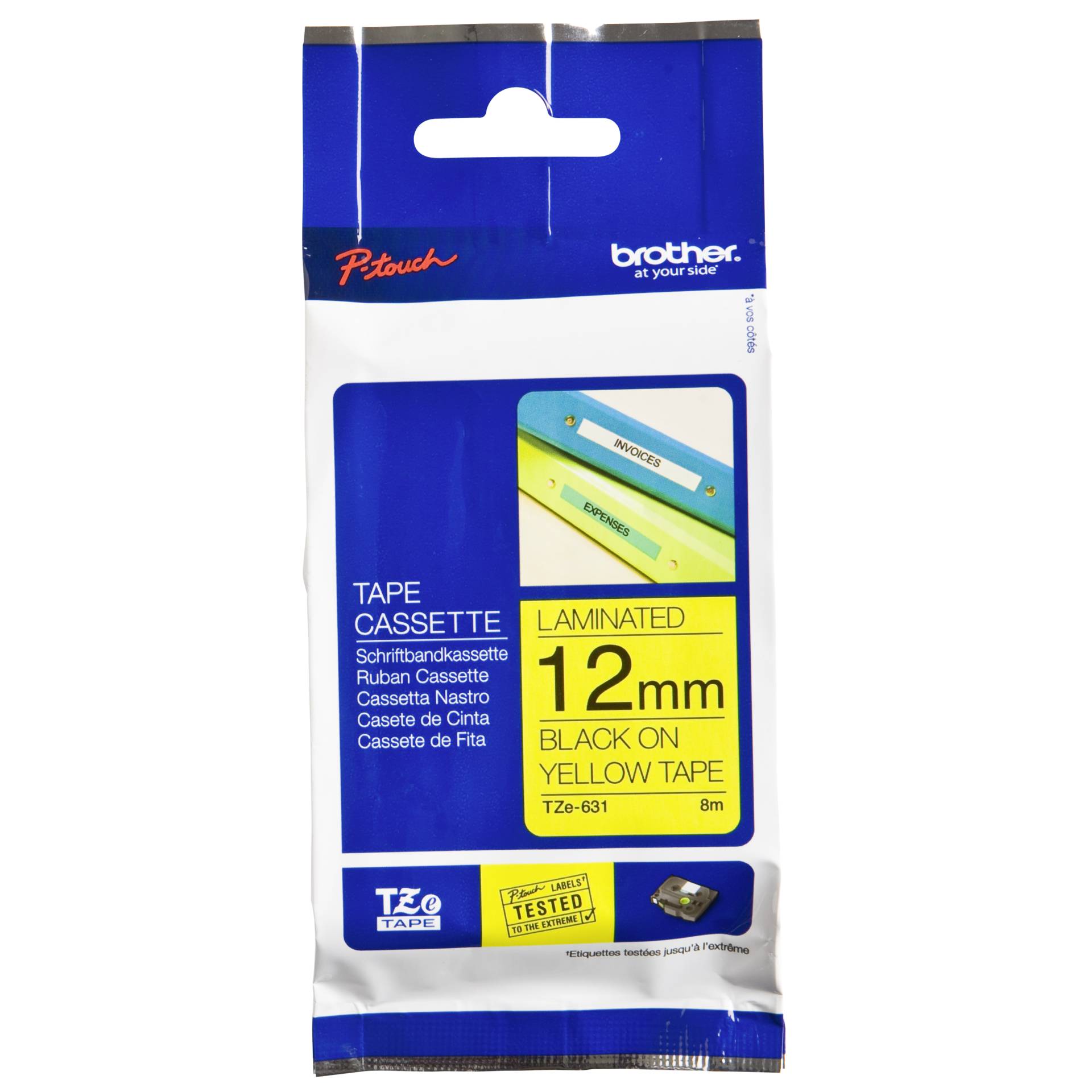 Brother Nastro per etichettatore TZE-631 giallo/nero  12 mm