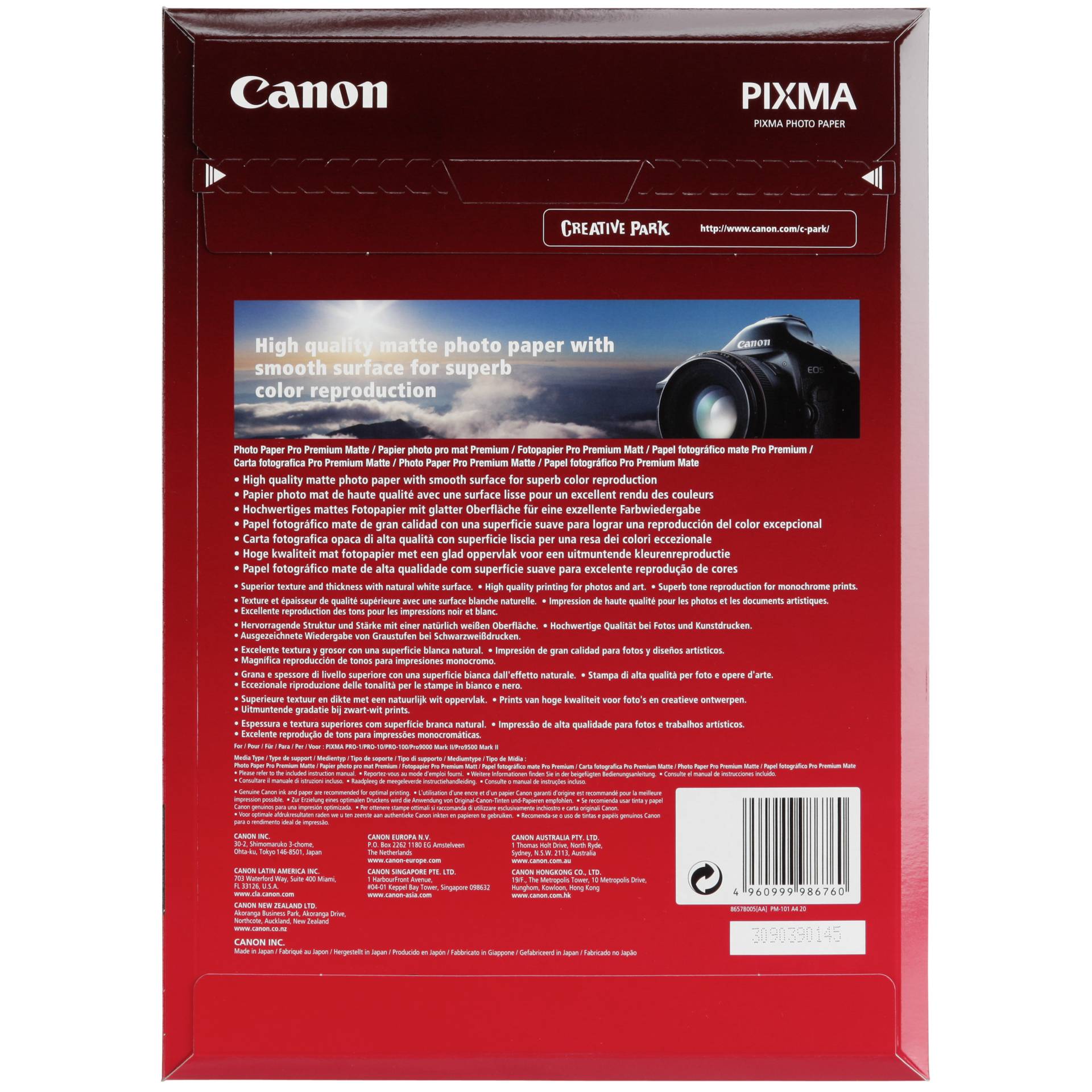 Canon PM-101 Pro Premium Matte A 4, 20 fogli, 210 g