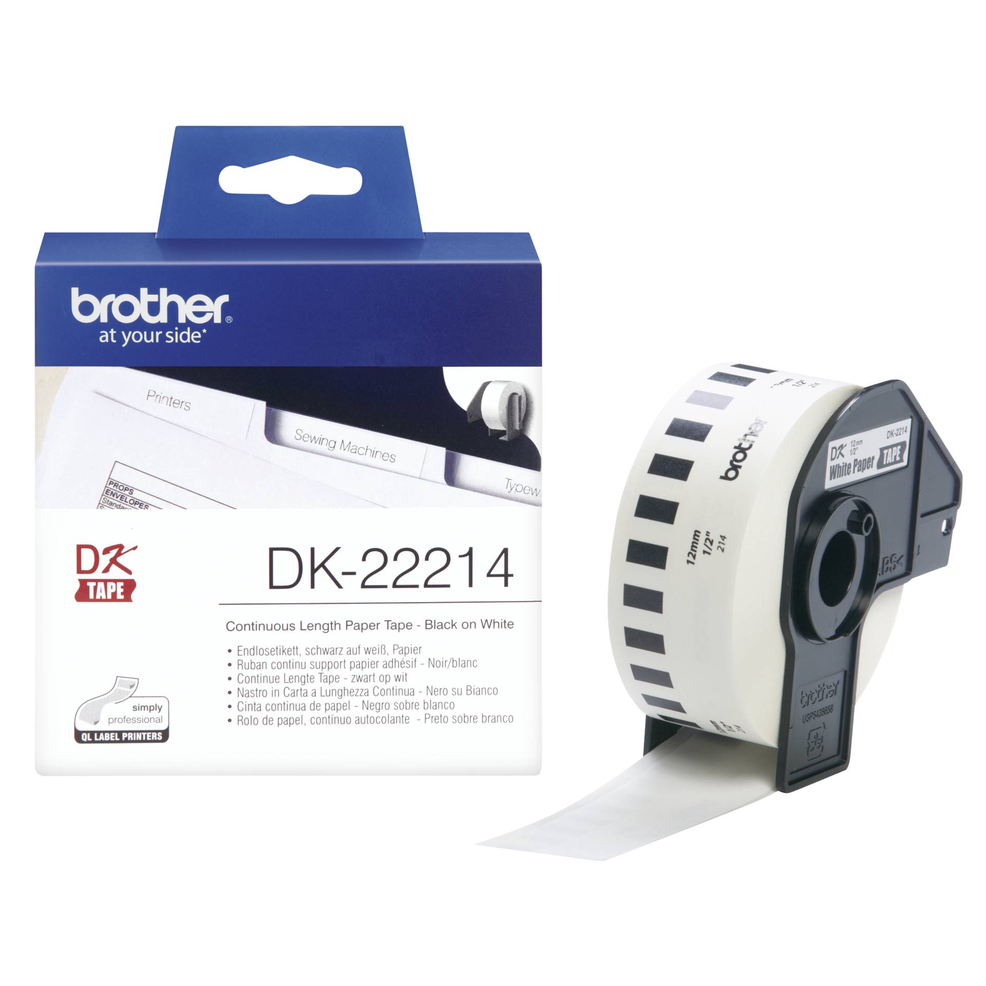 Brother etichette continue carta bianco, 30,48 m x 12 mm DK-
