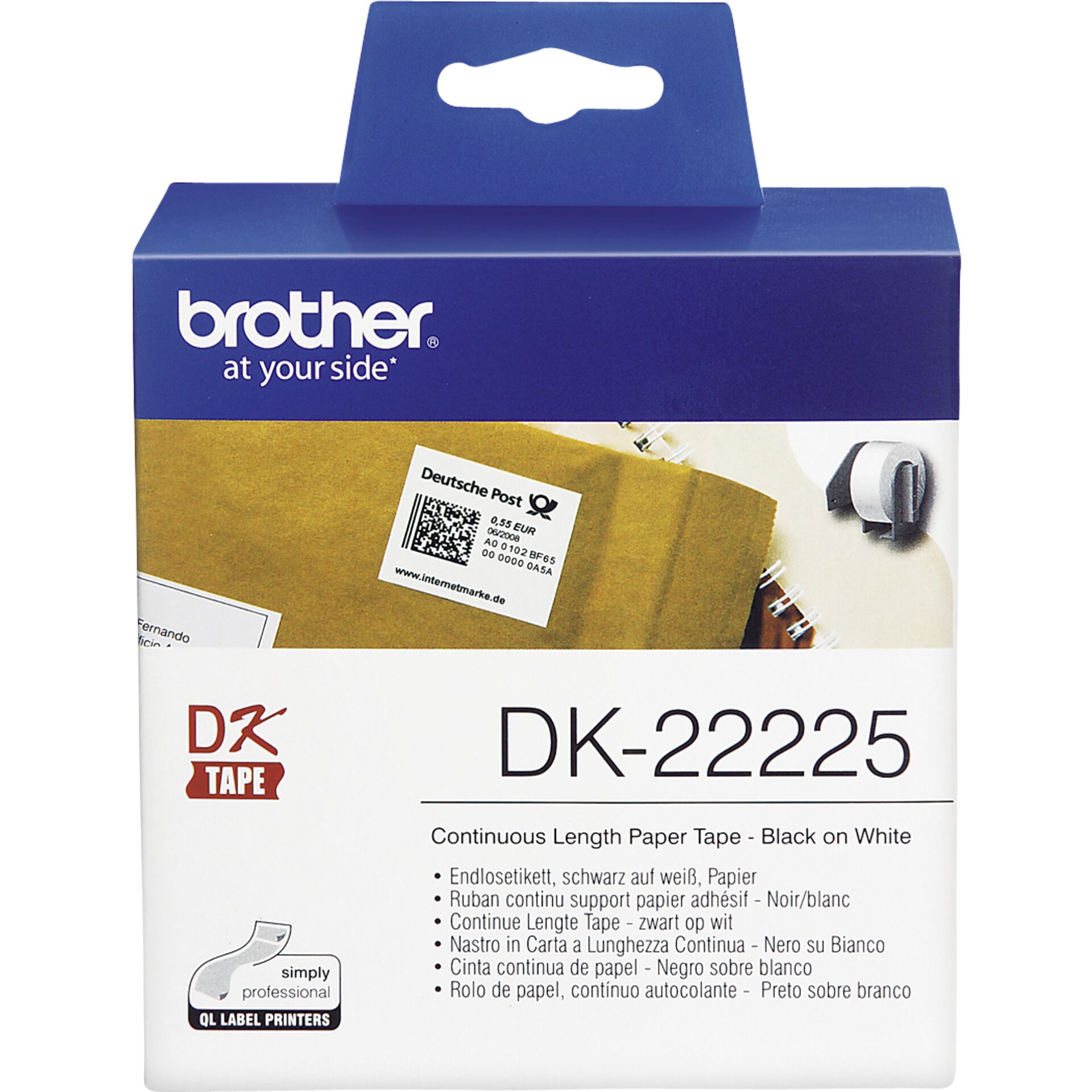 Brother etichette continue carta bianco, 30,48 m x 38 mm DK-