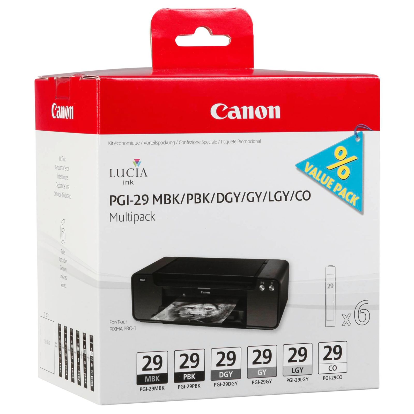 Canon PGI-29 Multi confezione MBK/PBK/DGY/GY/LGY/CO