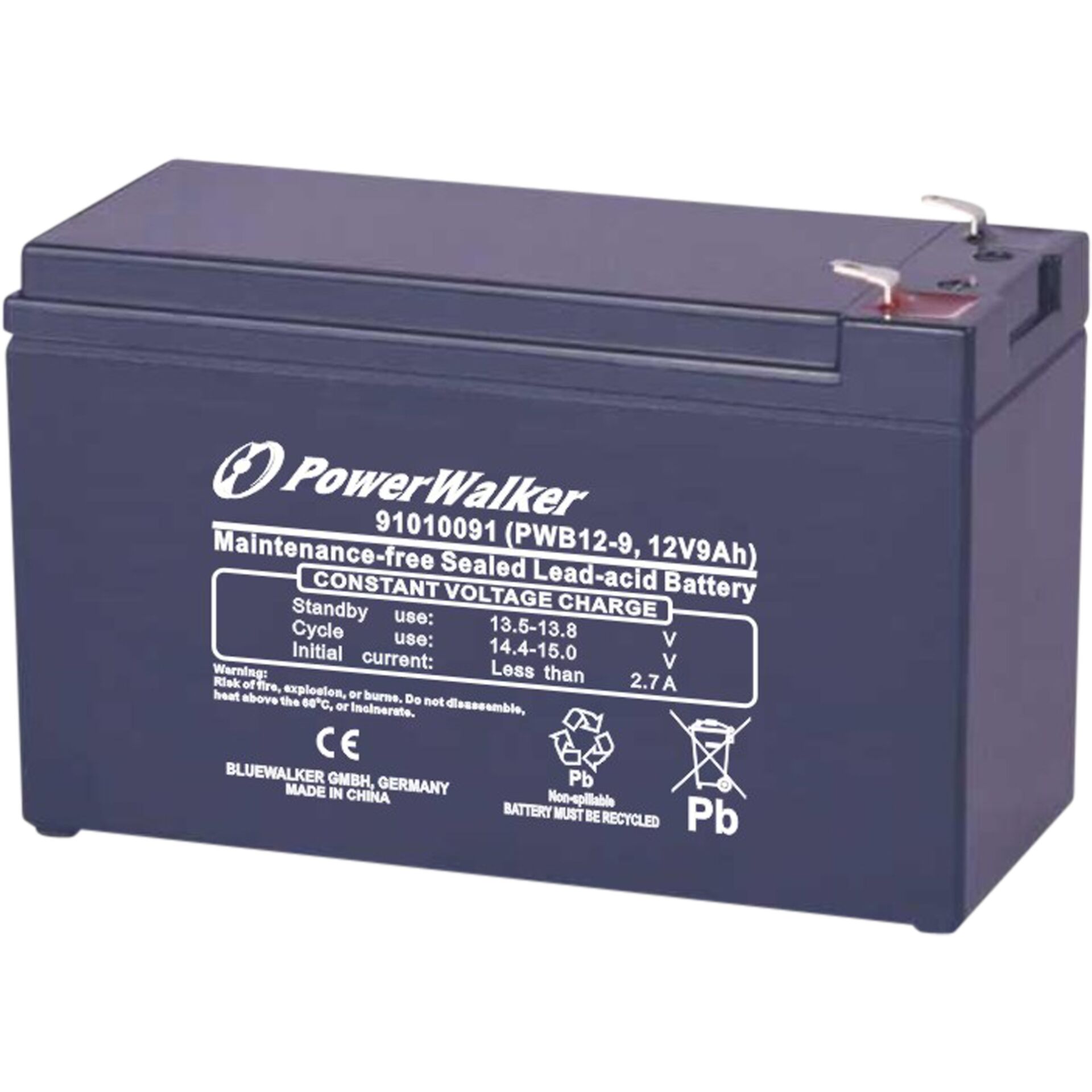 PowerWalker 12V/9Ah VRLA Batterie al piombo-gel PWB12-9