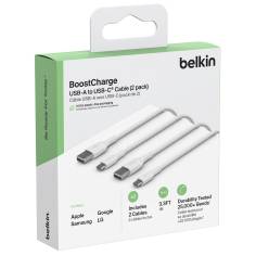 1x2 Belkin USB-C/USB-A PVC cavo 1m, conf.2pz.bia.CAB001bt1MW 2