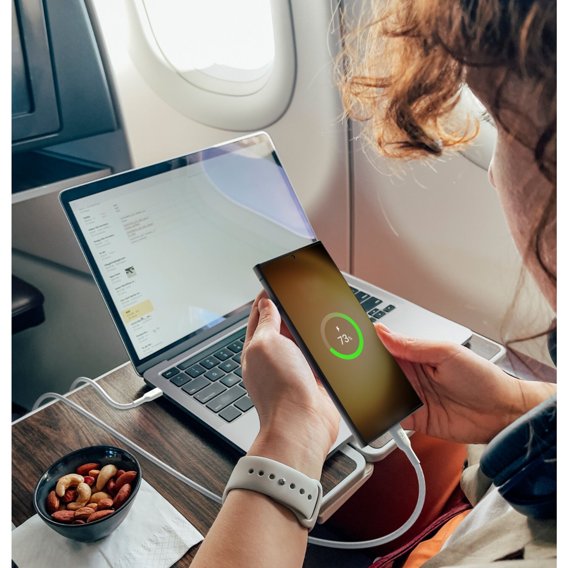 1x2 Belkin intrecc. cavo PVC. 1m USB-C/USB-C bia. CAB004bt1M