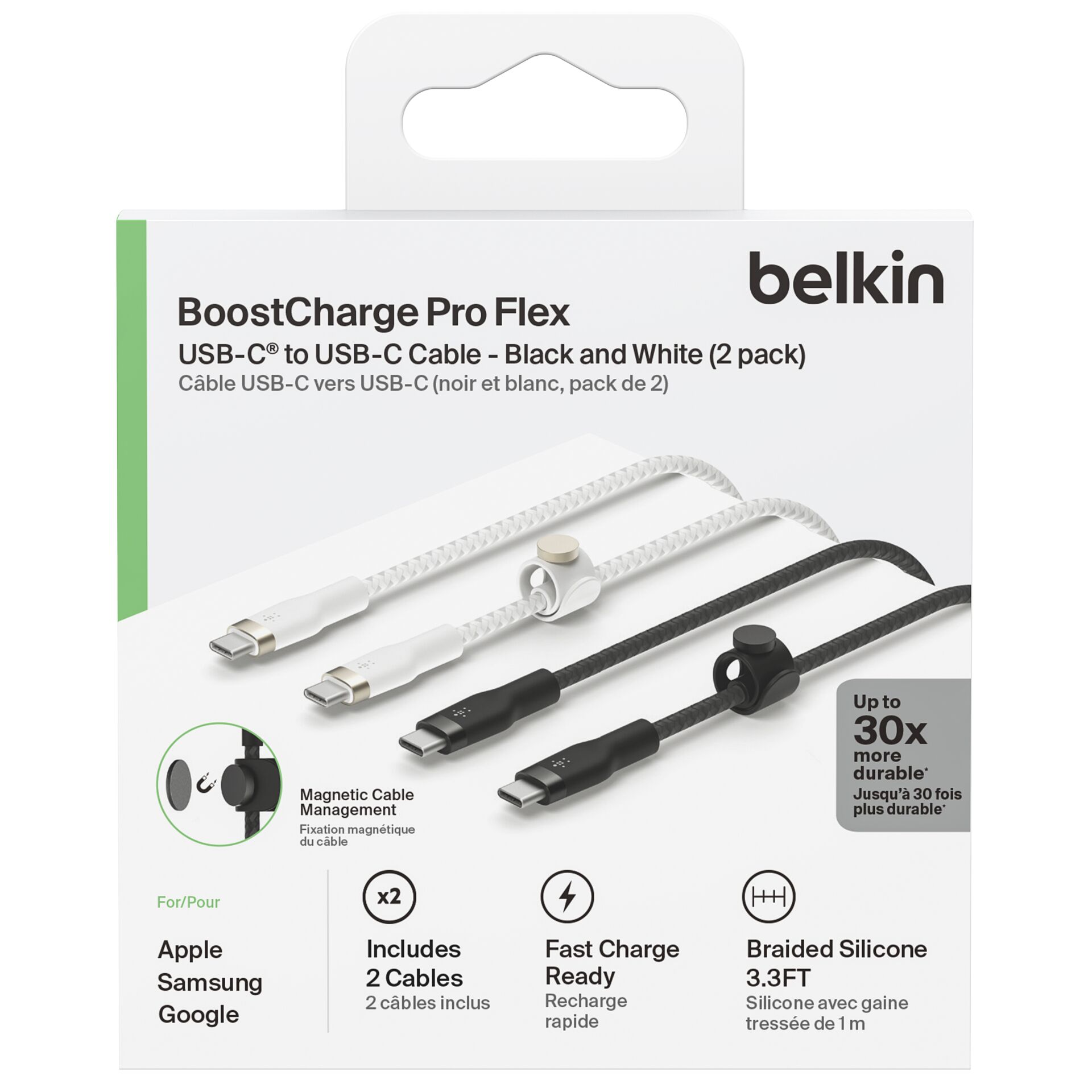 1x2 Belkin PRO Flex silicone  1m USB-C/USB-C n+b  CAB011bt1M