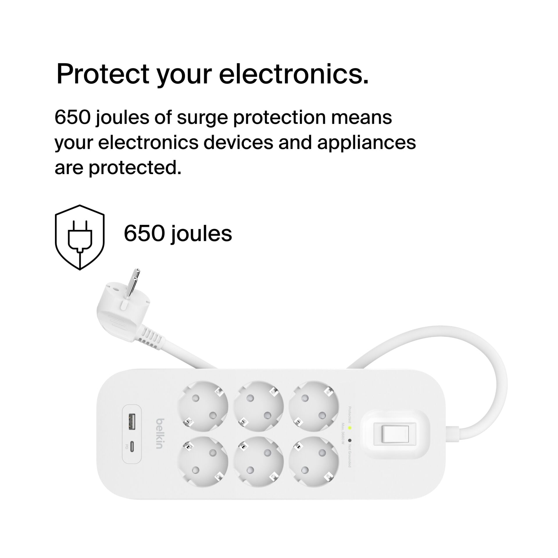 Belkin Surge Socket 6-fold, USB-A+C, 650J.SRB002VF2M