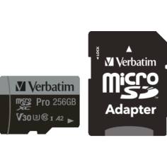 Verbatim microSDXC Pro     256GB Class 10 UHS-I incl adatt. 2